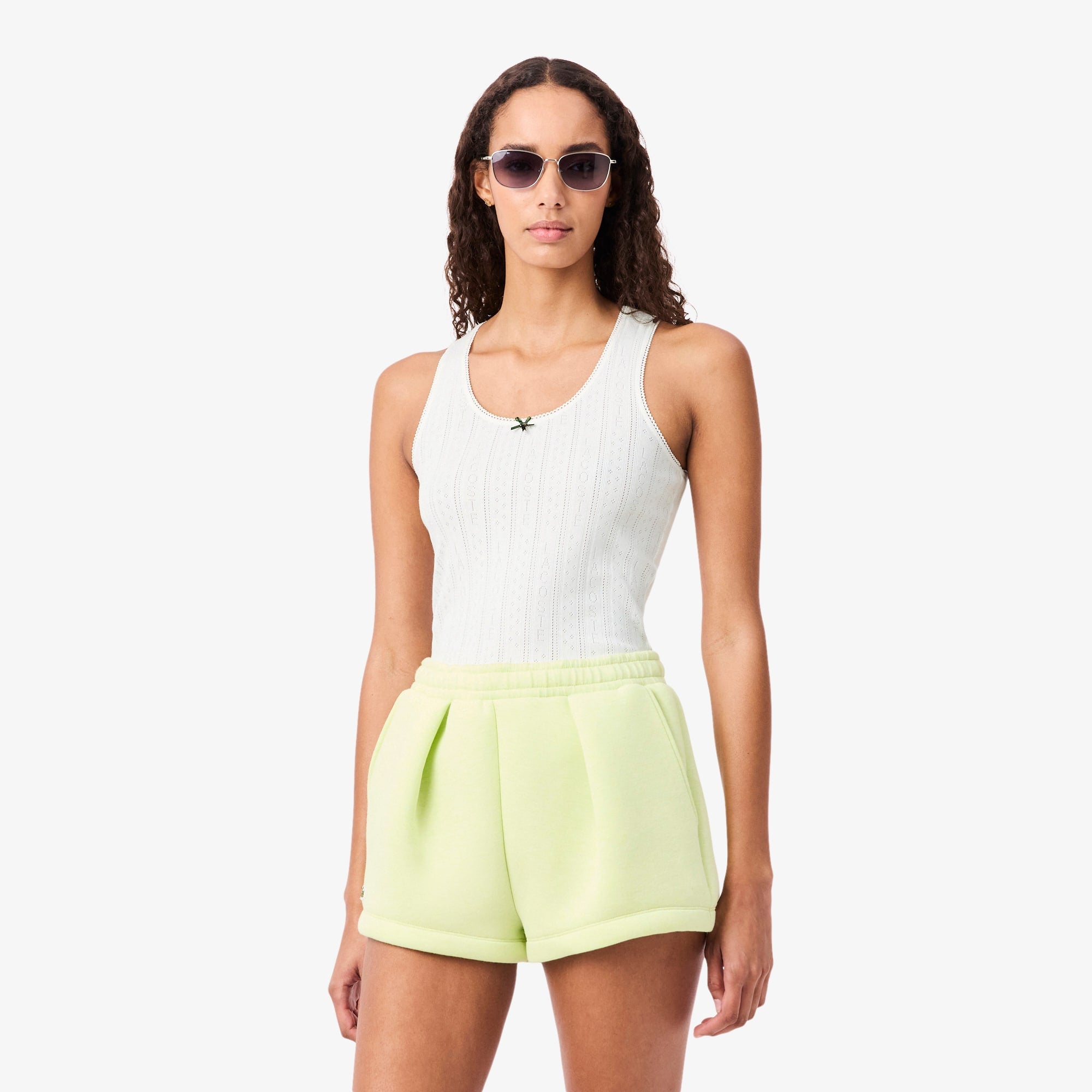 Women's Slim Fit Pointelle Knit Cotton Tank Top - White