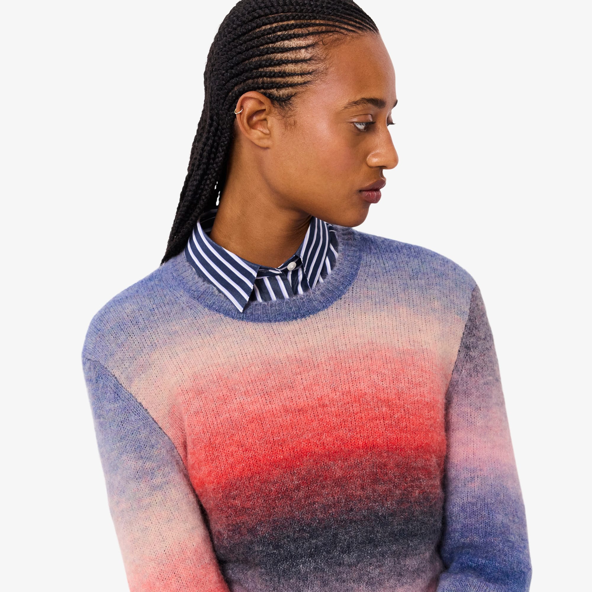 Women's Crew Neck Ombré Sweater - White