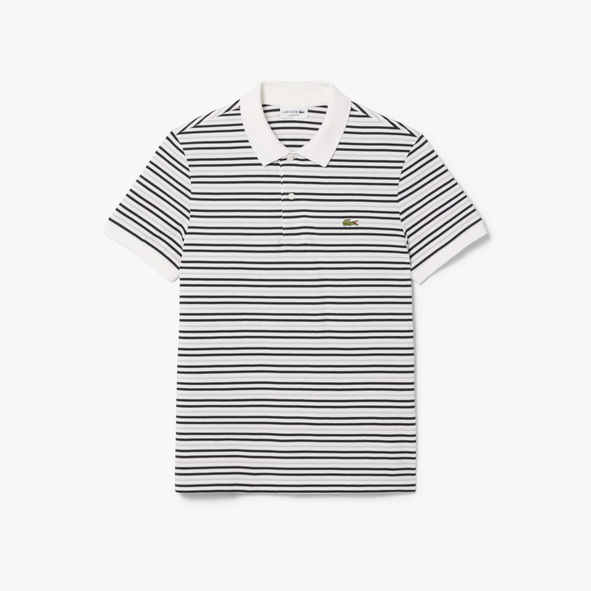 Classic Fit Striped Petit Piqué Polo - Noir / Blanc