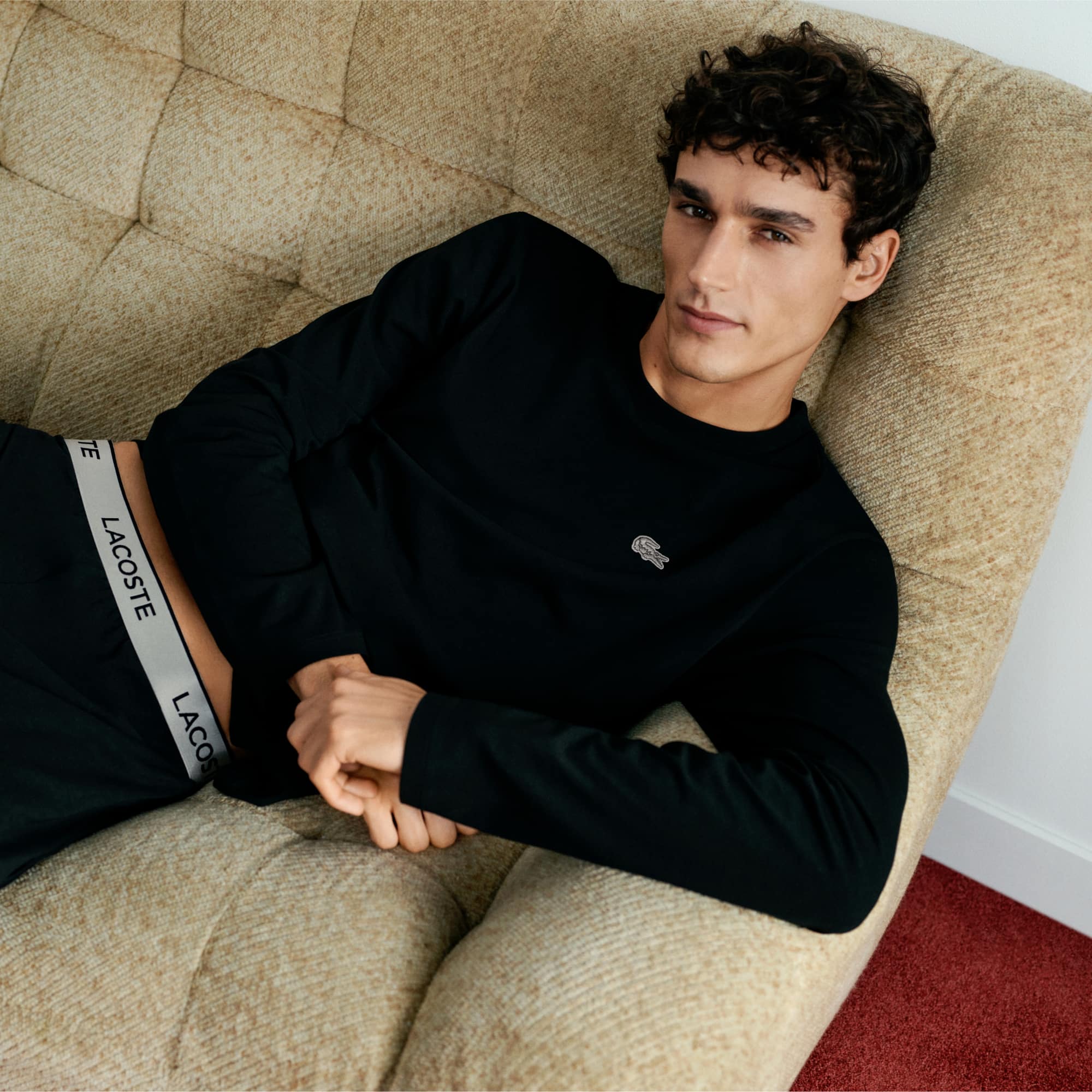 Men's Silver Waist Pajama Set - Black / White