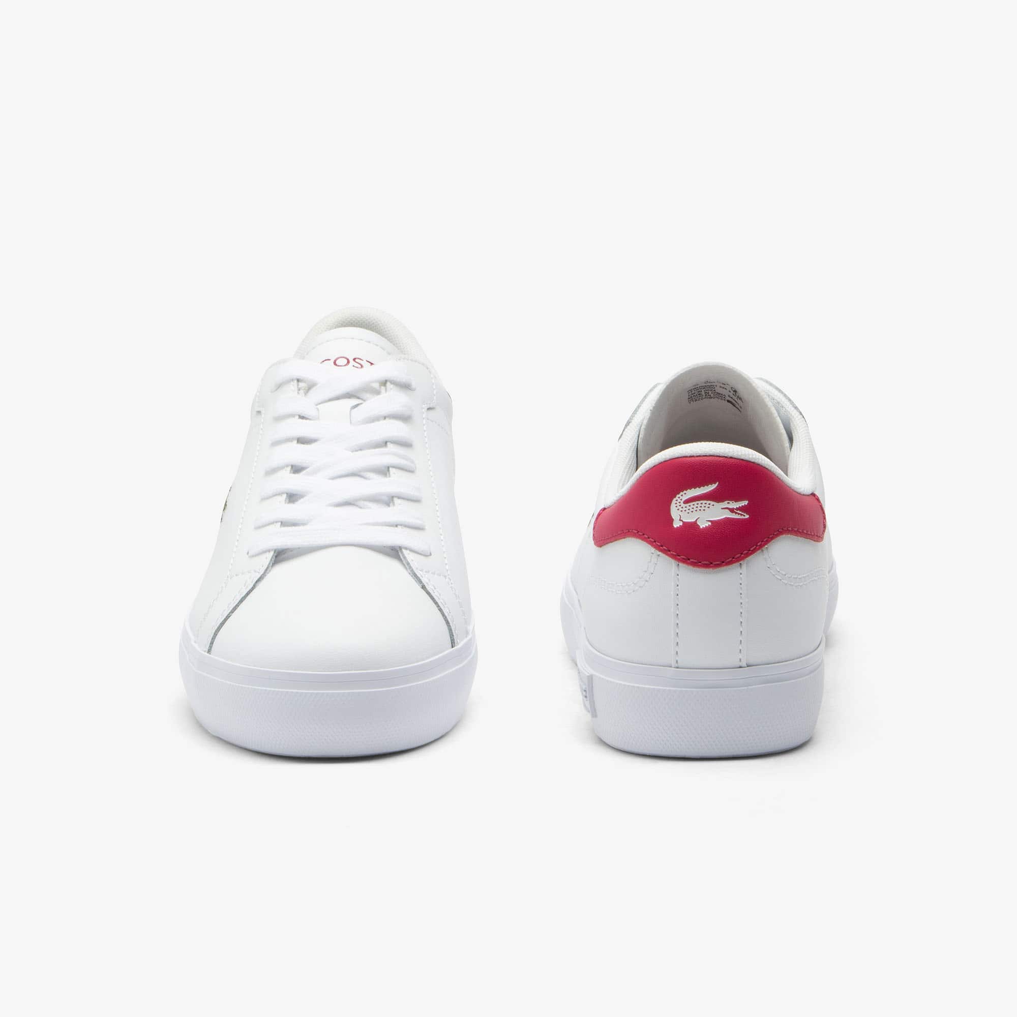 Women's Powercourt Leather Sneakers - WHT/DK PNK