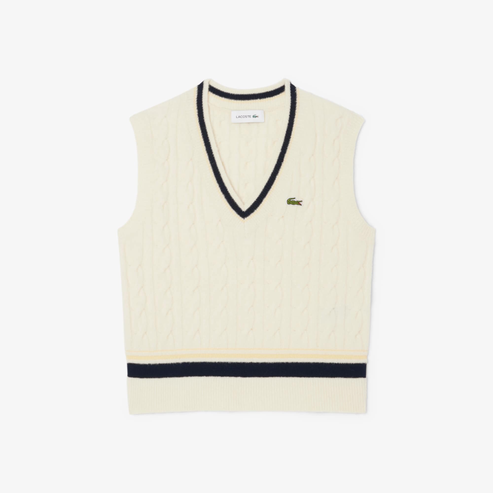 Women's Cable Knit Wool Sweater Vest - Cream