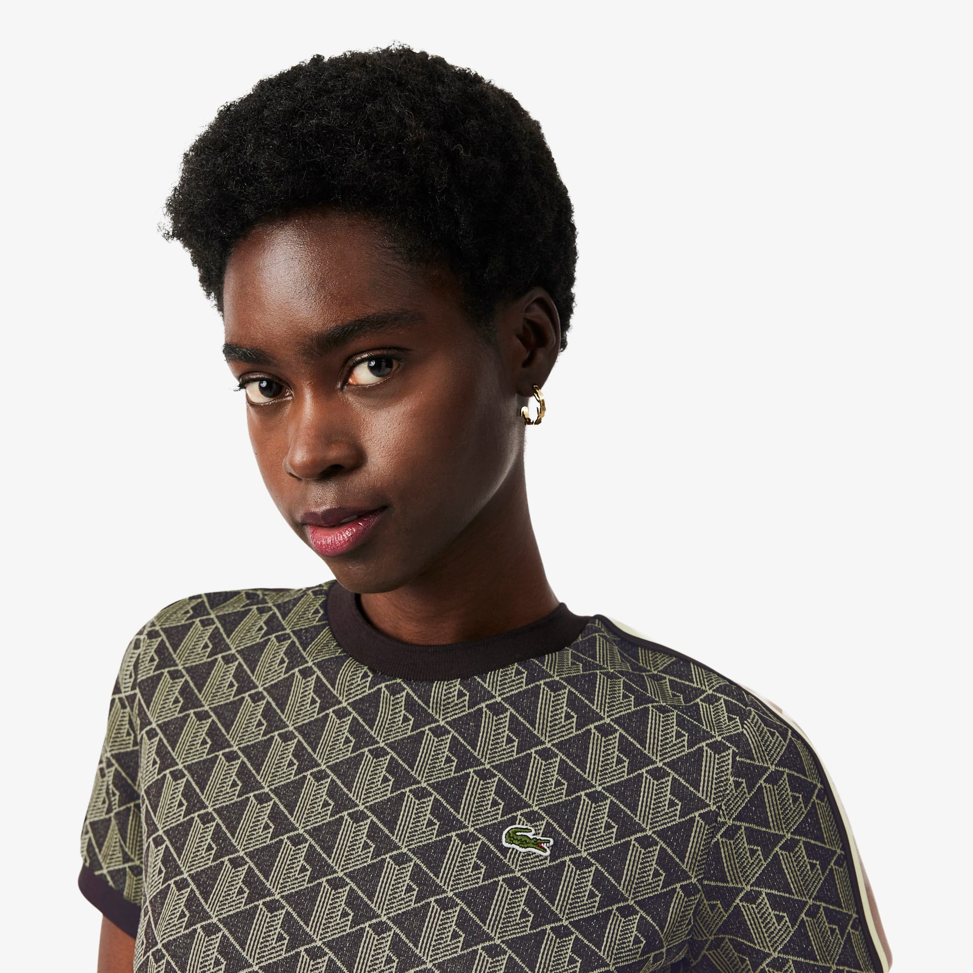 Women's Slim Fit Monogram T-Shirt - Marron / Jaune