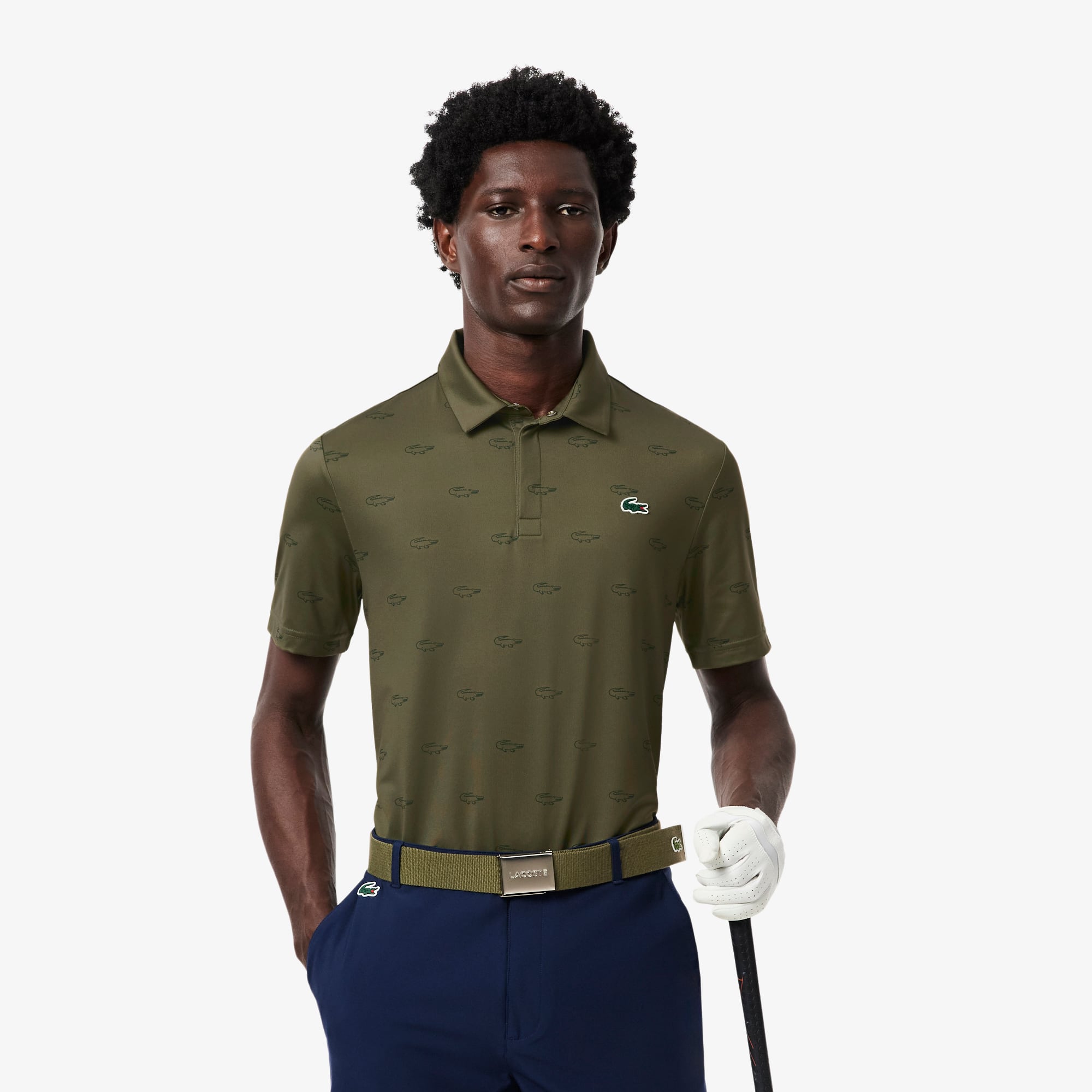 Men's Regular Fit UV Protect Golf Polo - Khaki Green / Green