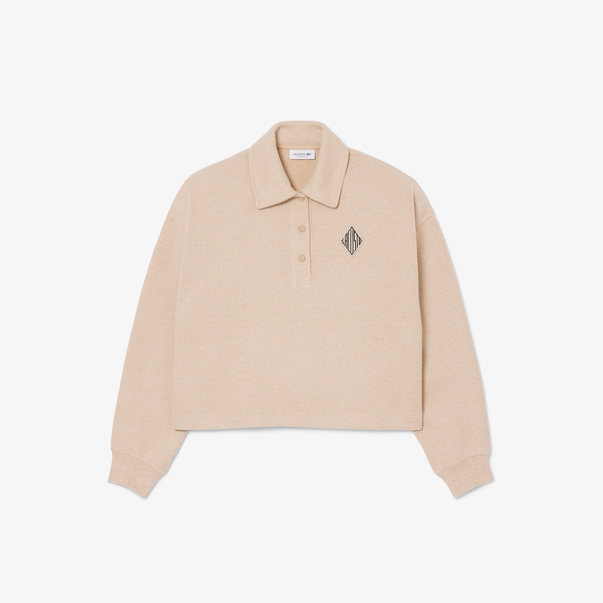 Oversized Ribbed Polo Sweatshirt - Marron