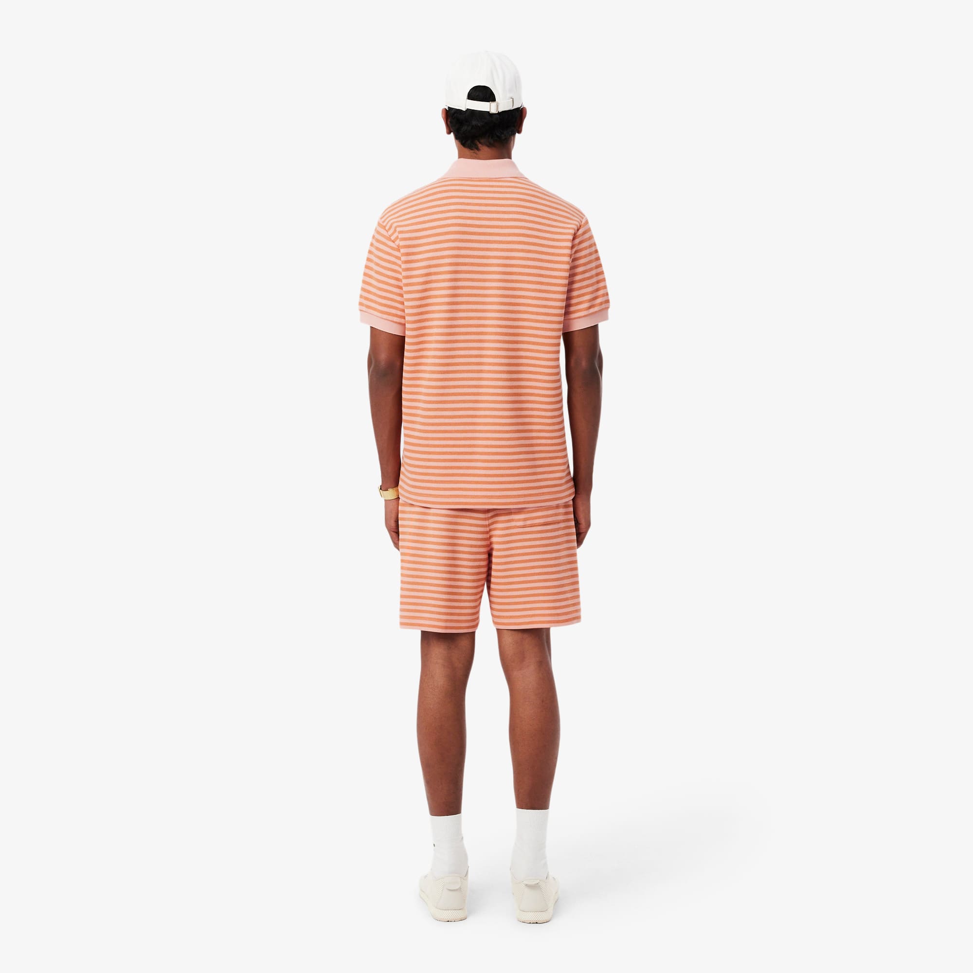 Regular Fit Striped Cotton Shorts - Rose / Orange