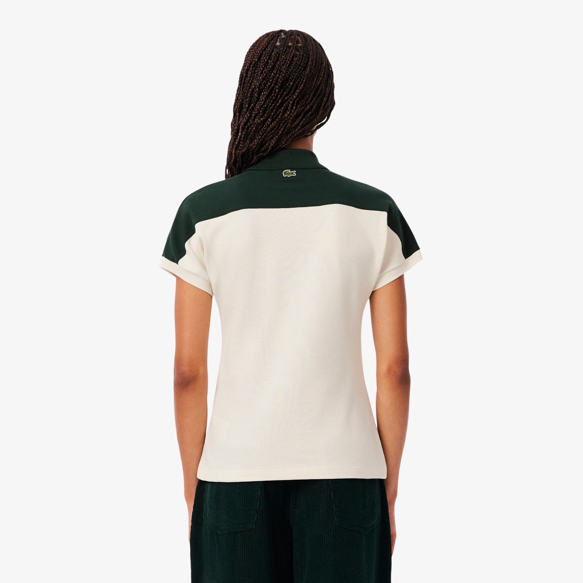 Women's Made In France Slim Fit Striped Polo - White / Green