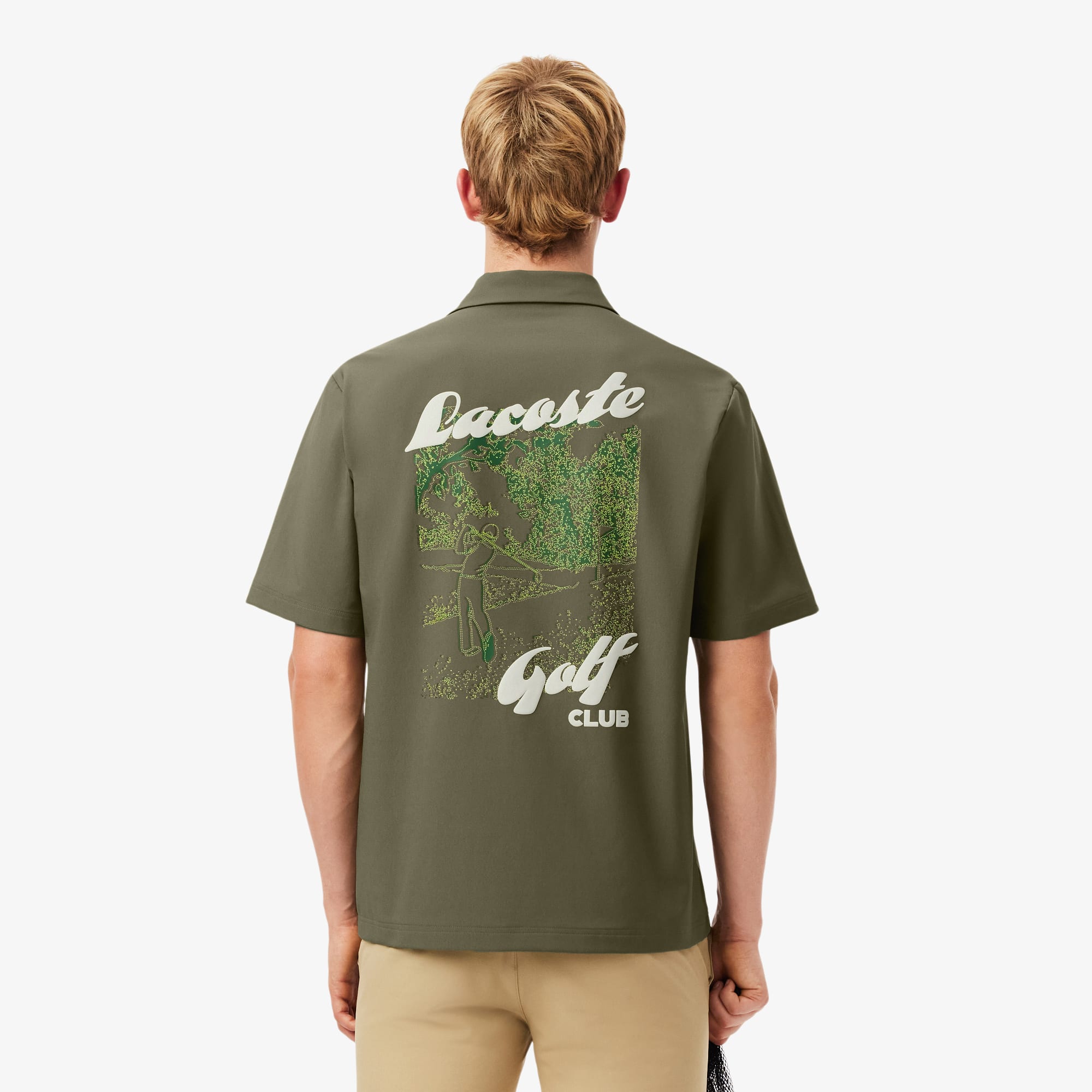 Men's Ultra Dry Printed Stretch Golf Shirt - Khaki Green