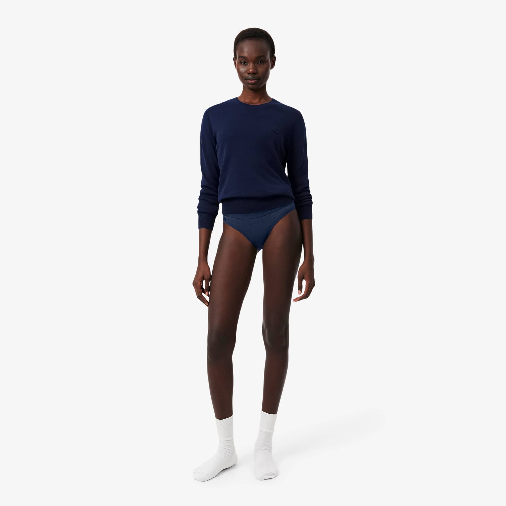 Stretch Pointelle Briefs - Navy Blue