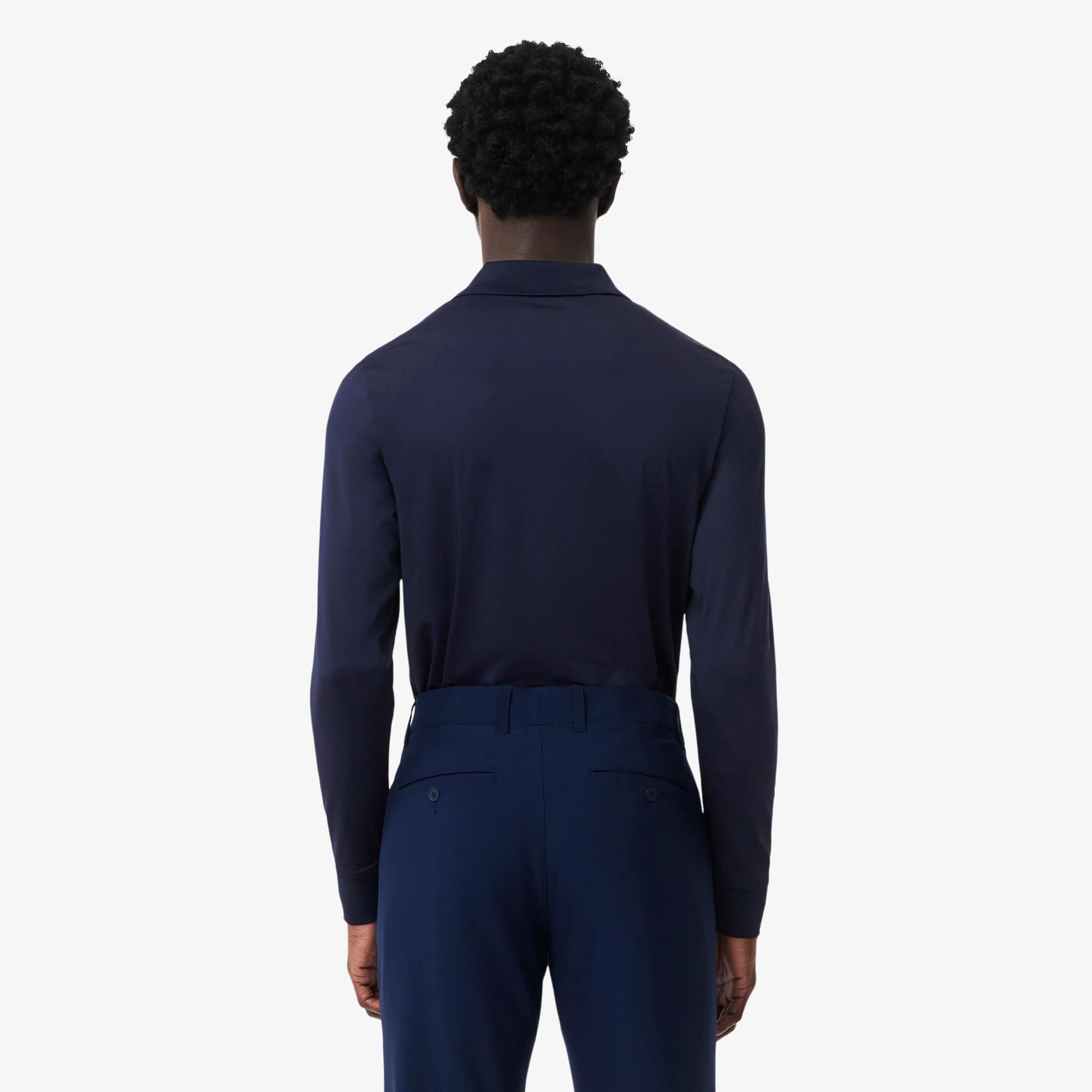 Regular Fit Ultra Dry Long Sleeved Golf Polo - Navy Blue