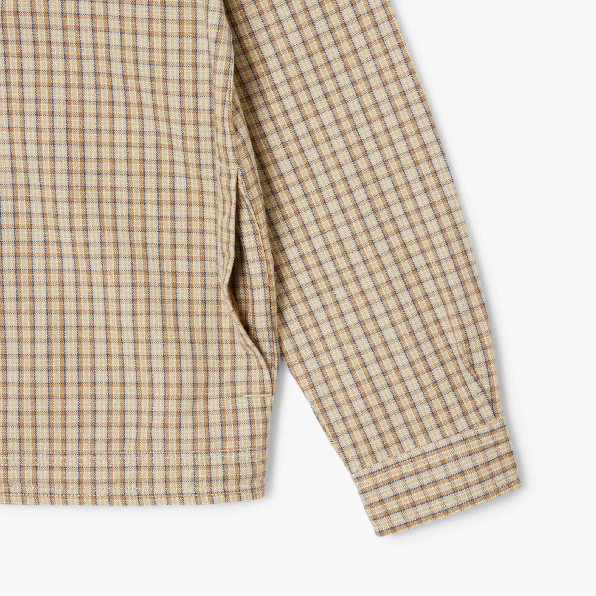 Men's Oversized Heavy Cotton Plaid Overshirt - Bleu / Beige / Marron