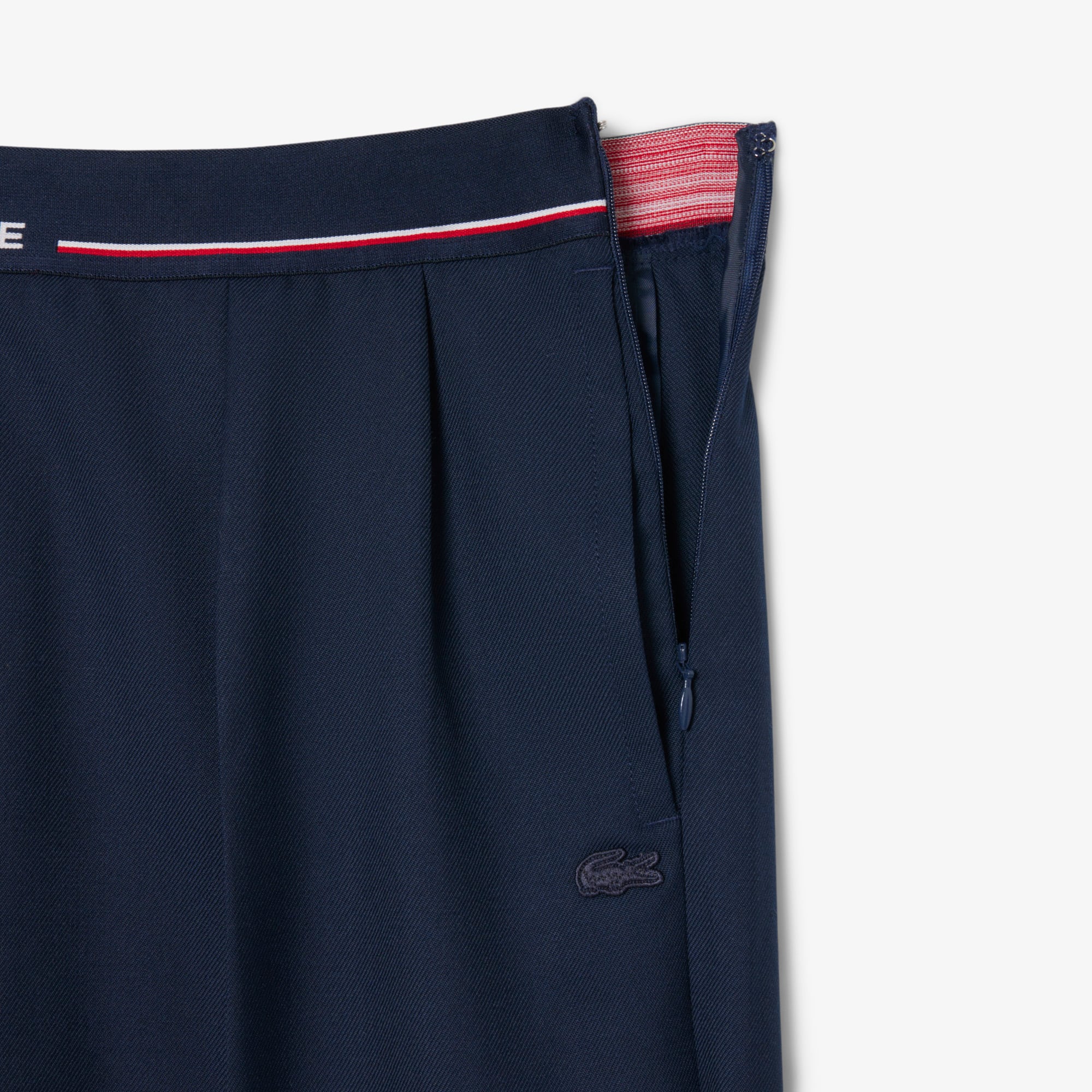 Women's Oversized Wool Blend Pleated Pants - Navy Blue