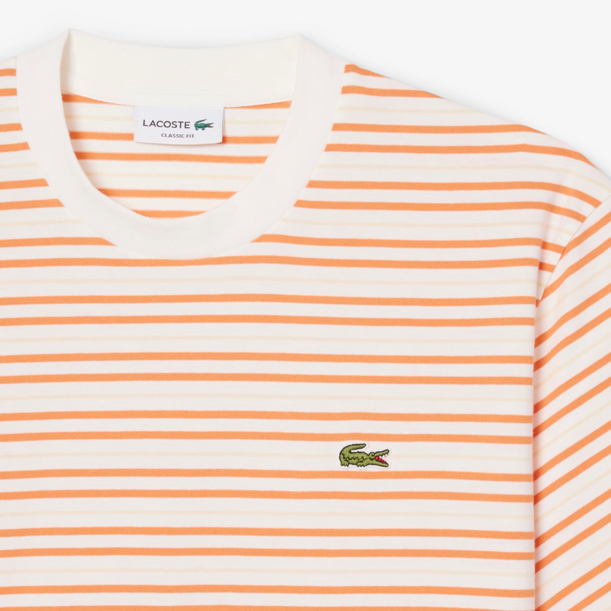 Striped Cotton T-Shirt - Orange / Blanc