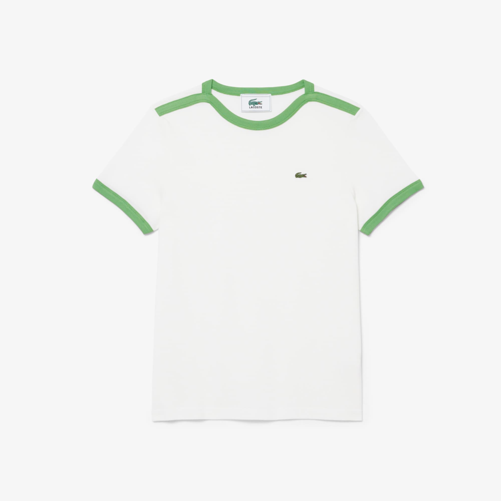 Cotton Petit Piqué T-Shirt - Blanc / Vert