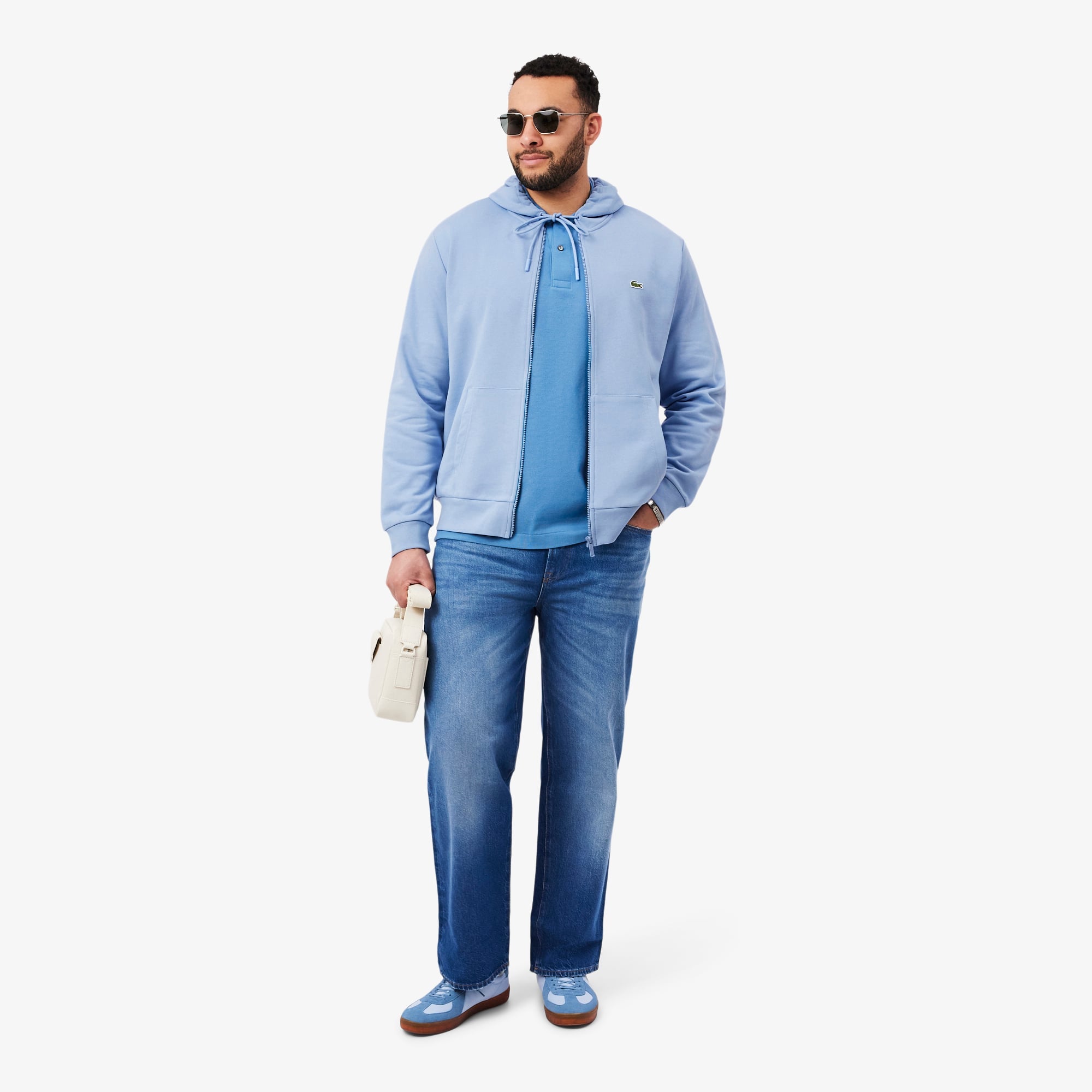 Men's Classic Fit Zip-Up Fleece Sweatshirt - Light Blue