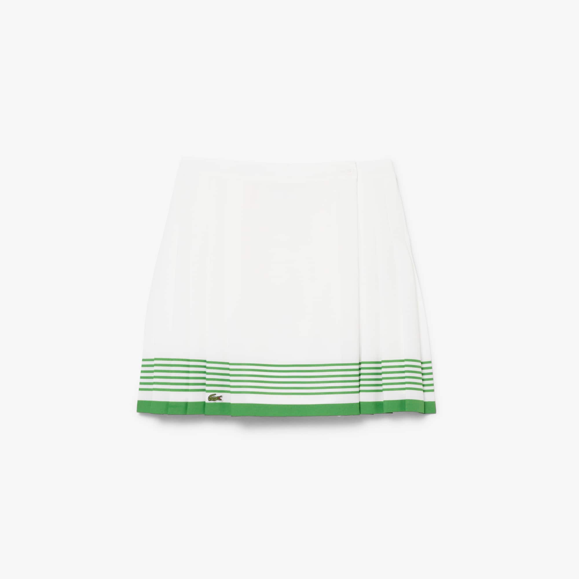 Fluid Crepe Pleated Skirt - Blanc / Vert