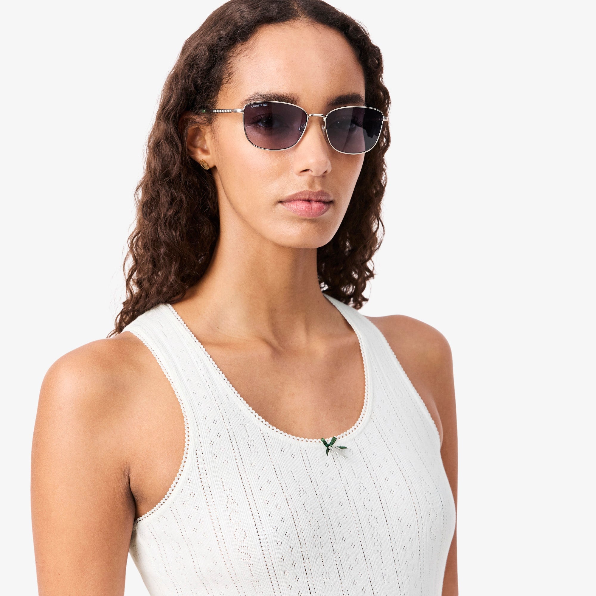 Women's Slim Fit Pointelle Knit Cotton Tank Top - White