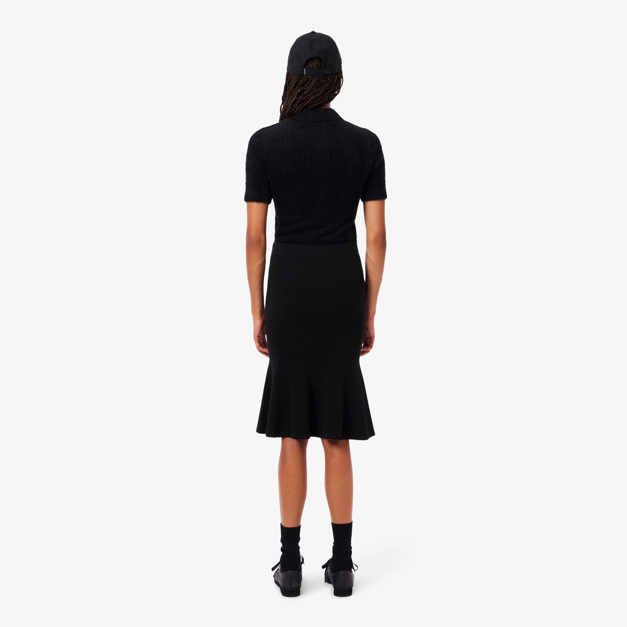 Women's 3D Ribbed Midi Skirt - Black