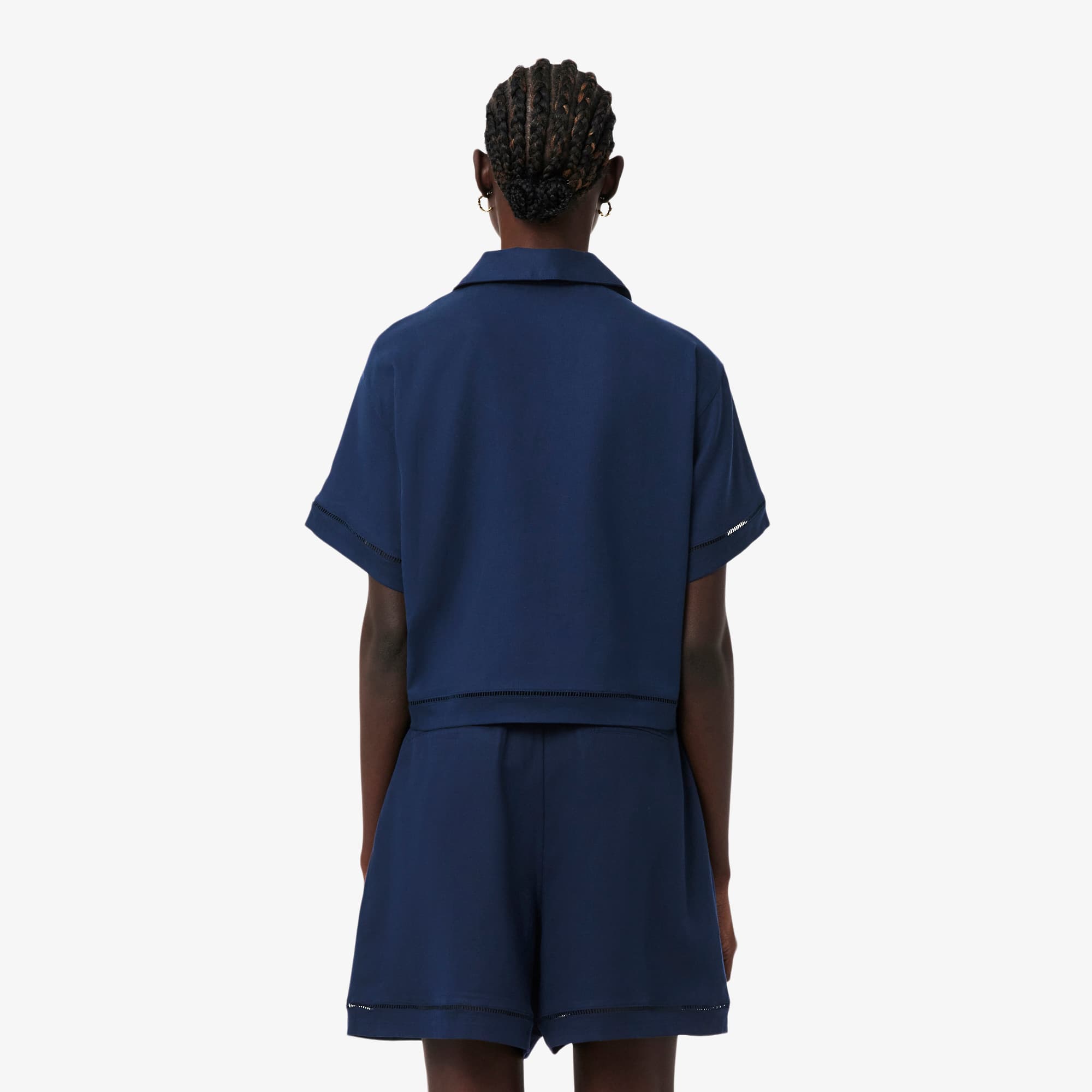 Oversized Fluid Twill Polo - Navy Blue