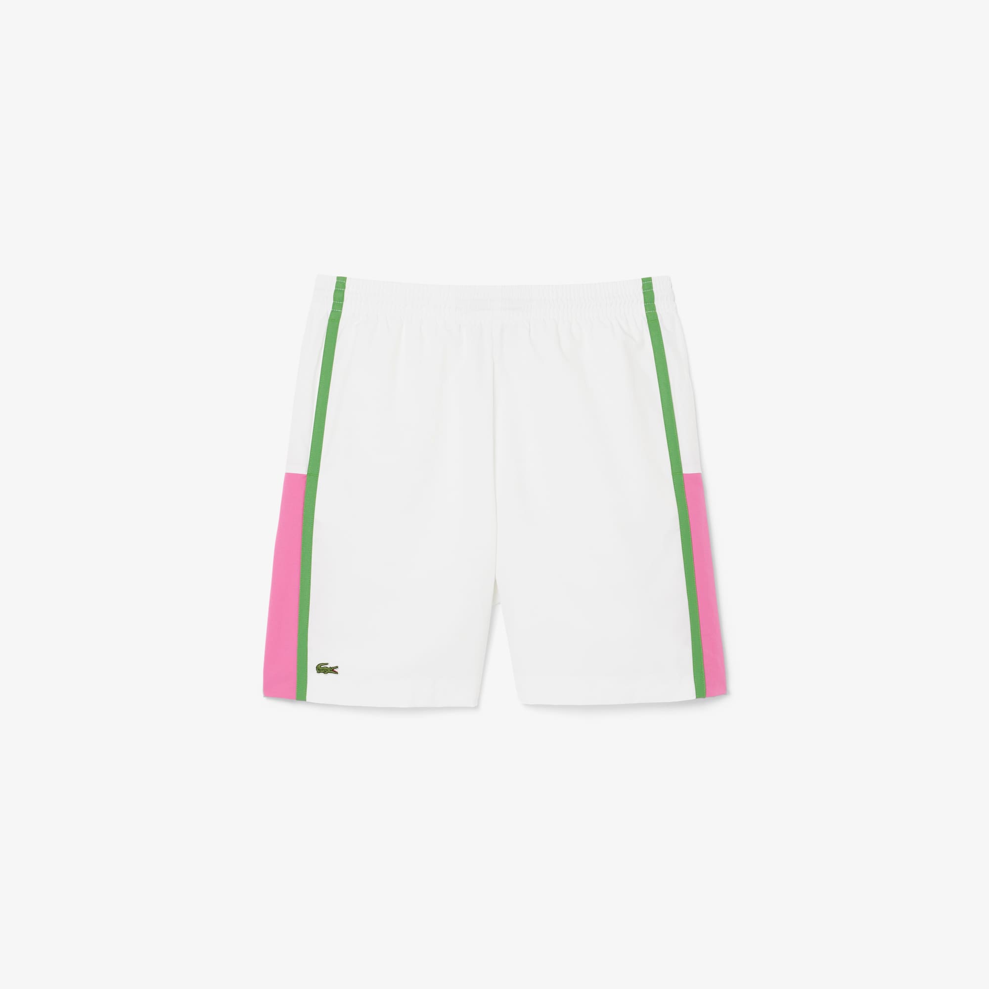Men's Lightweight Colorblock Stripe Tennis Shorts - Blanc / Rose / Vert
