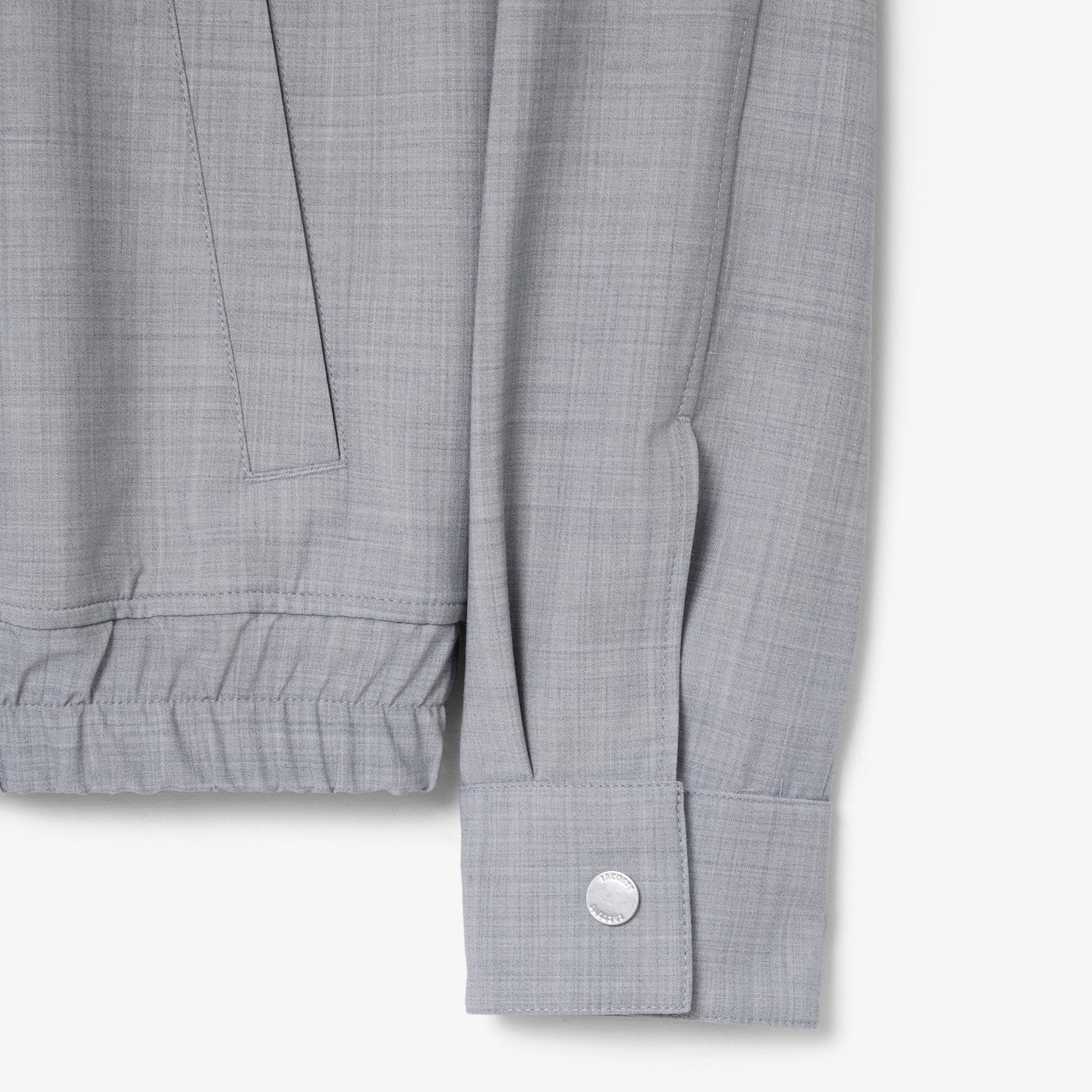 Wool Blend Harrington Jacket - Light Grey