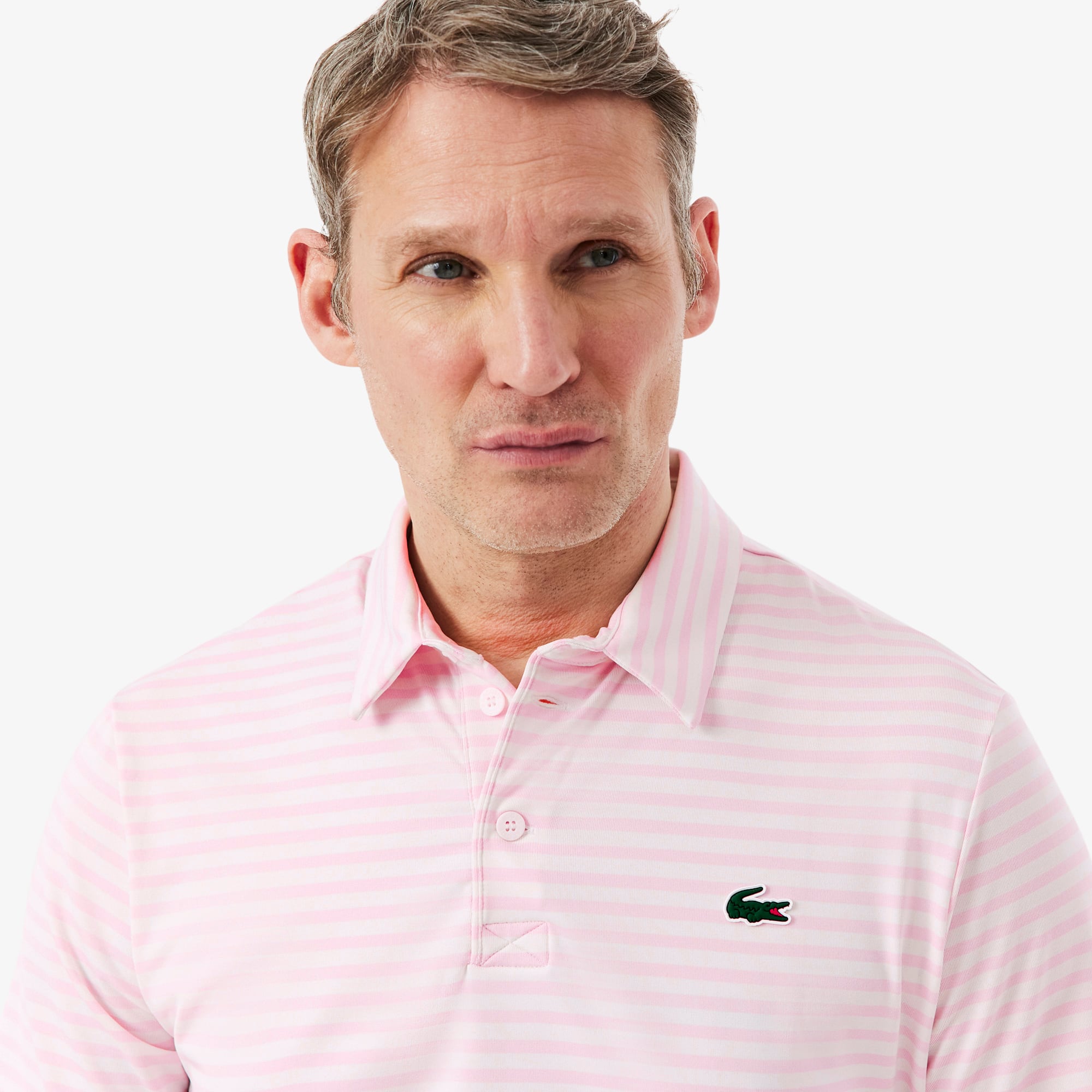 Regular Fit Ultra Dry Striped Golf Polo - Light Pink / White