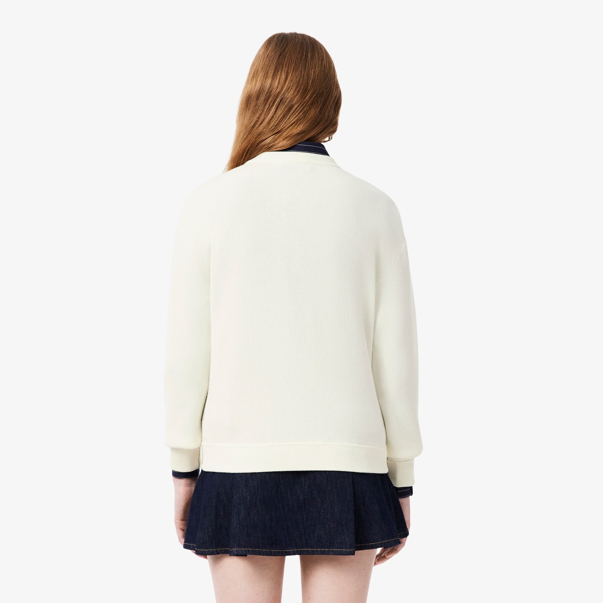 Women's Relaxed Fit Cotton Crew Neck Sweater - White