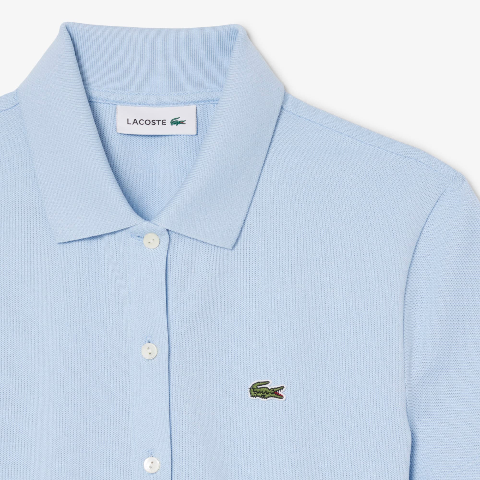 Stretch Piqué Polo Collar Romper - Light Blue