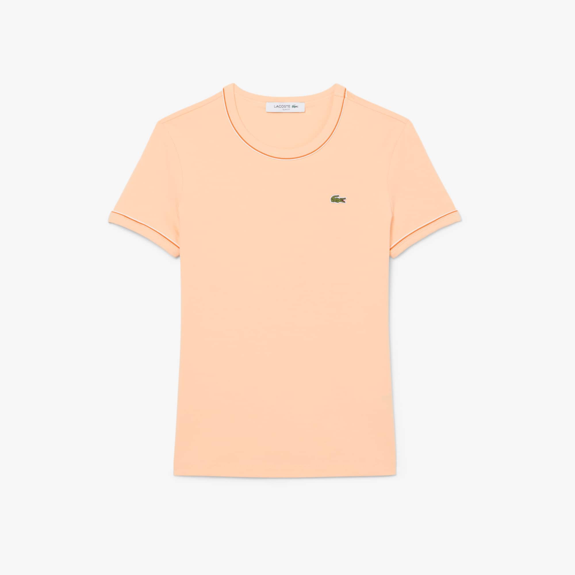 Women's Contrast Trim Jersey T-Shirt - Rose Pale / Blanc / Orange