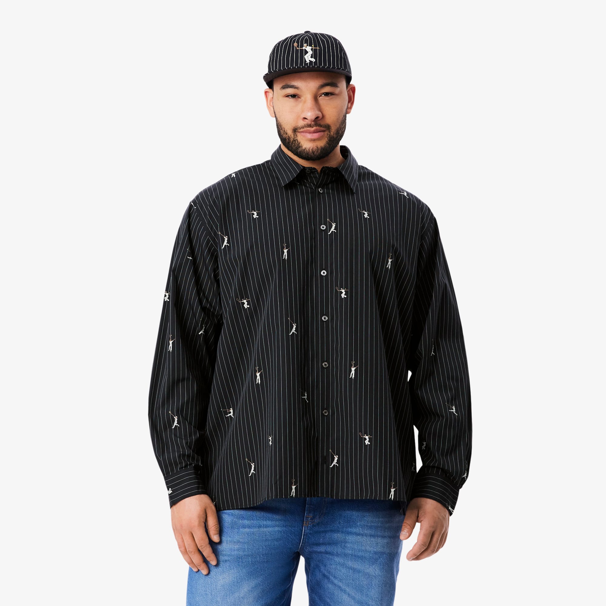 Relaxed Fit Embroidered Cotton Shirt - Black