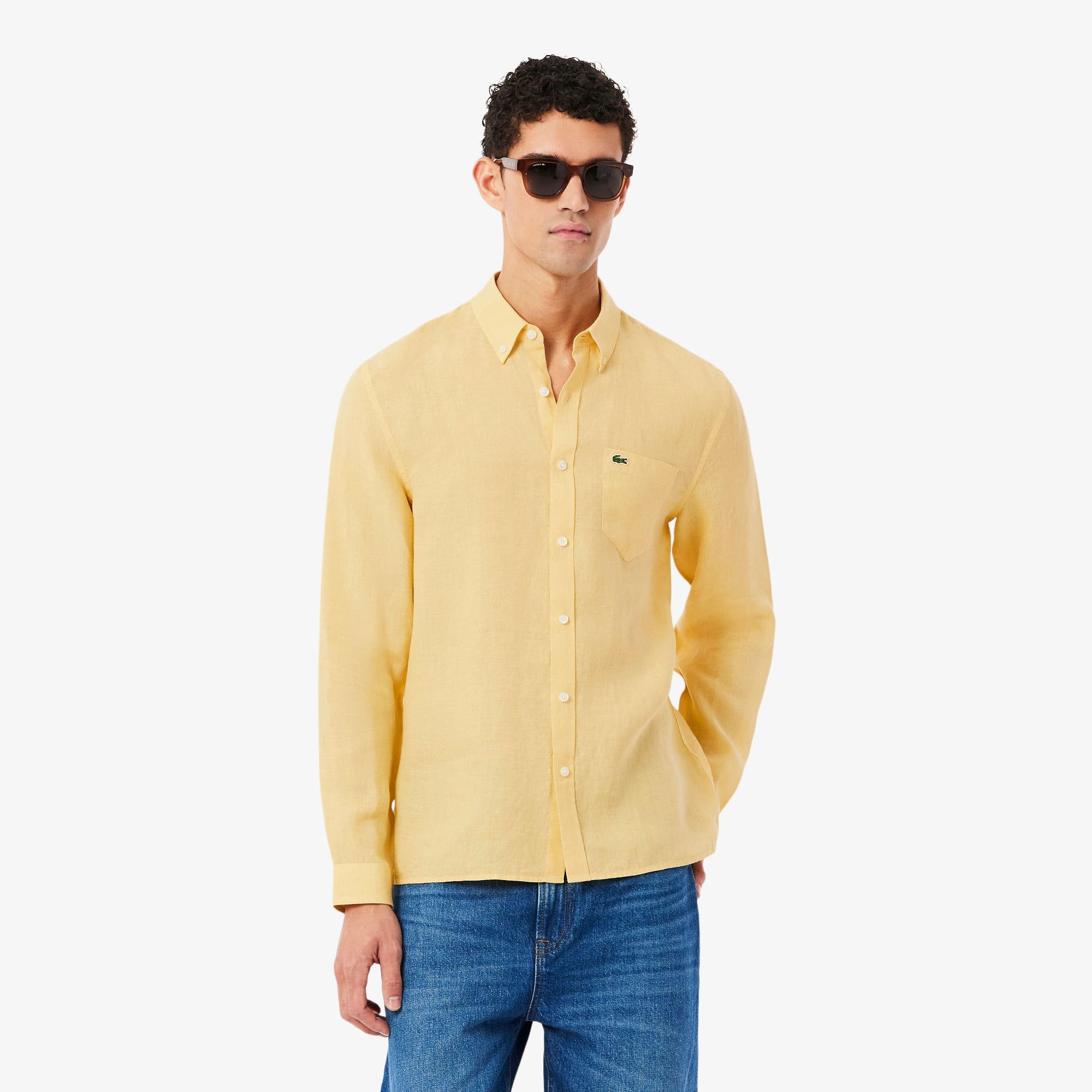 Men's Regular Fit Linen Shirt - Jaune