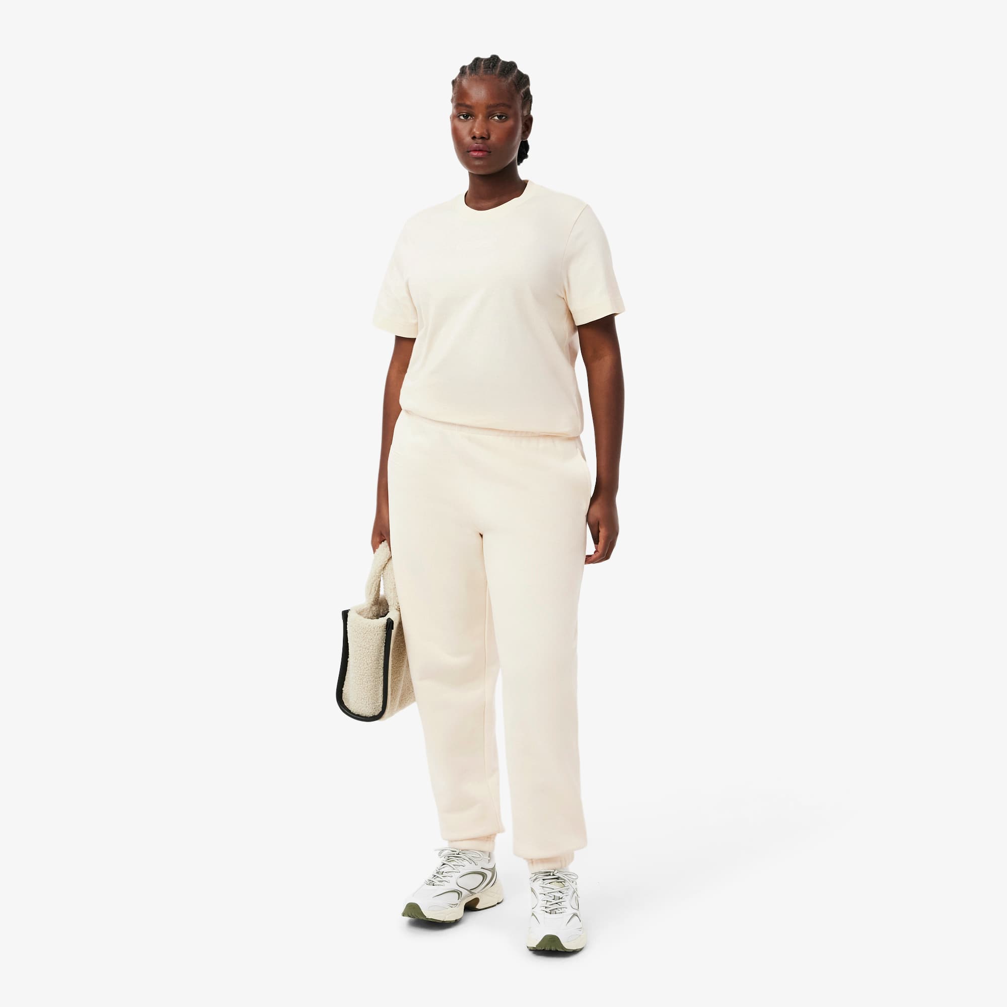 Women's Embossed Logo Fleece Pants - Cream