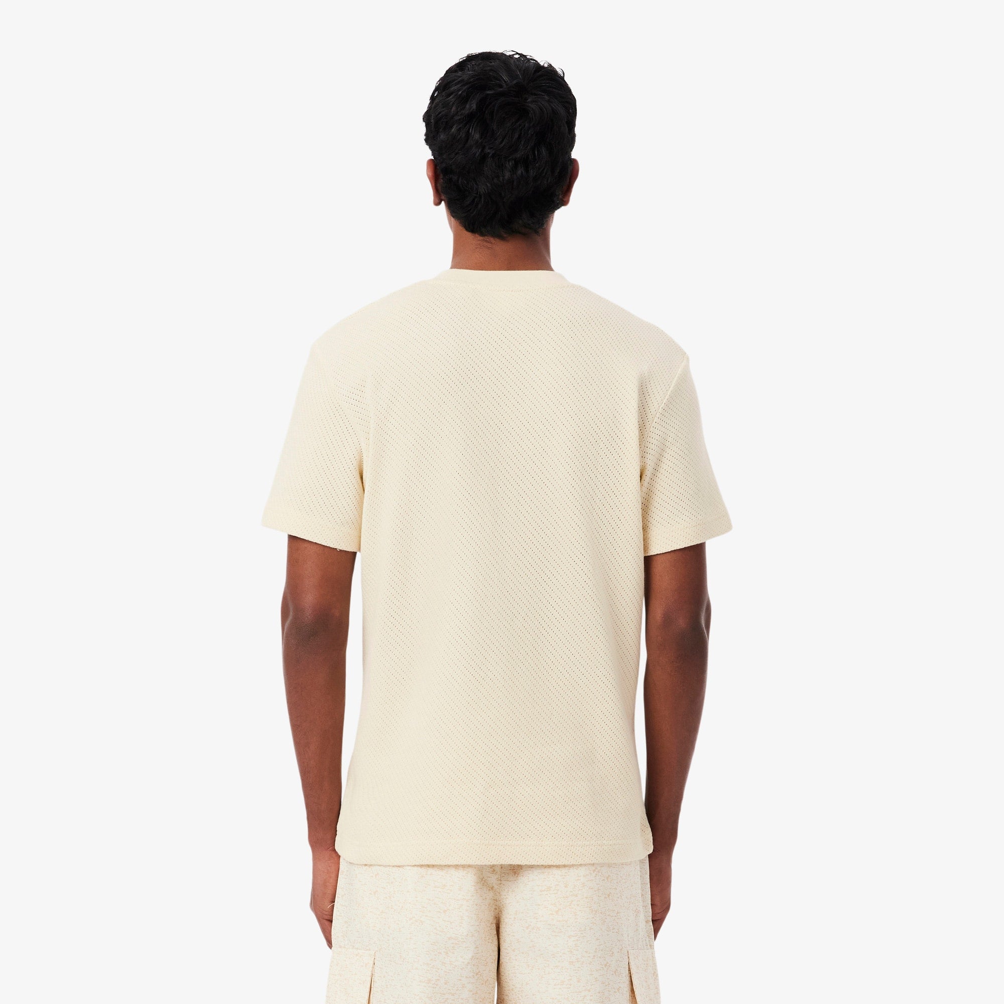 Lacy Cotton T-Shirt - Beige