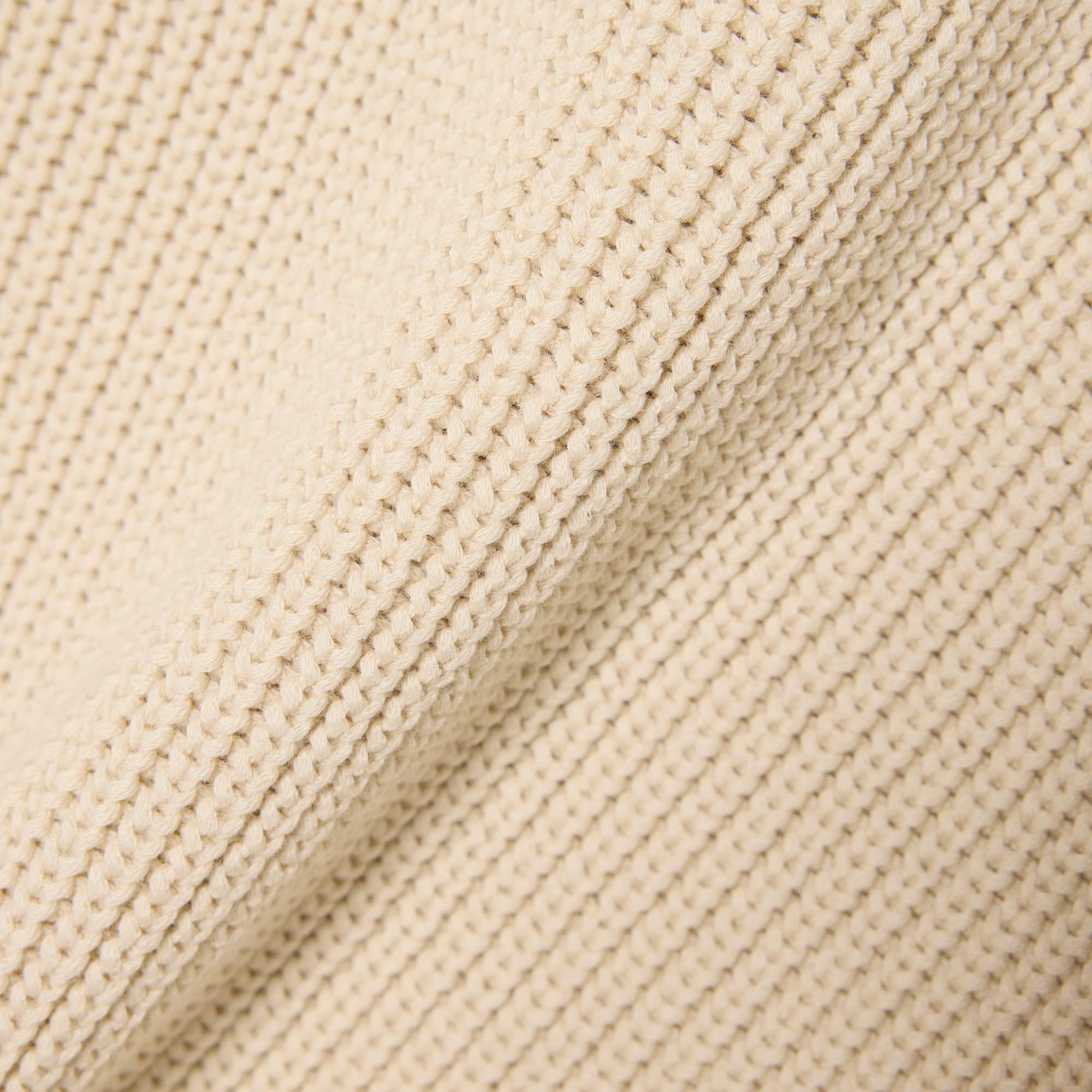 Badge Accent Pearl Rib Polo Collar Sweater - Lemon Beige