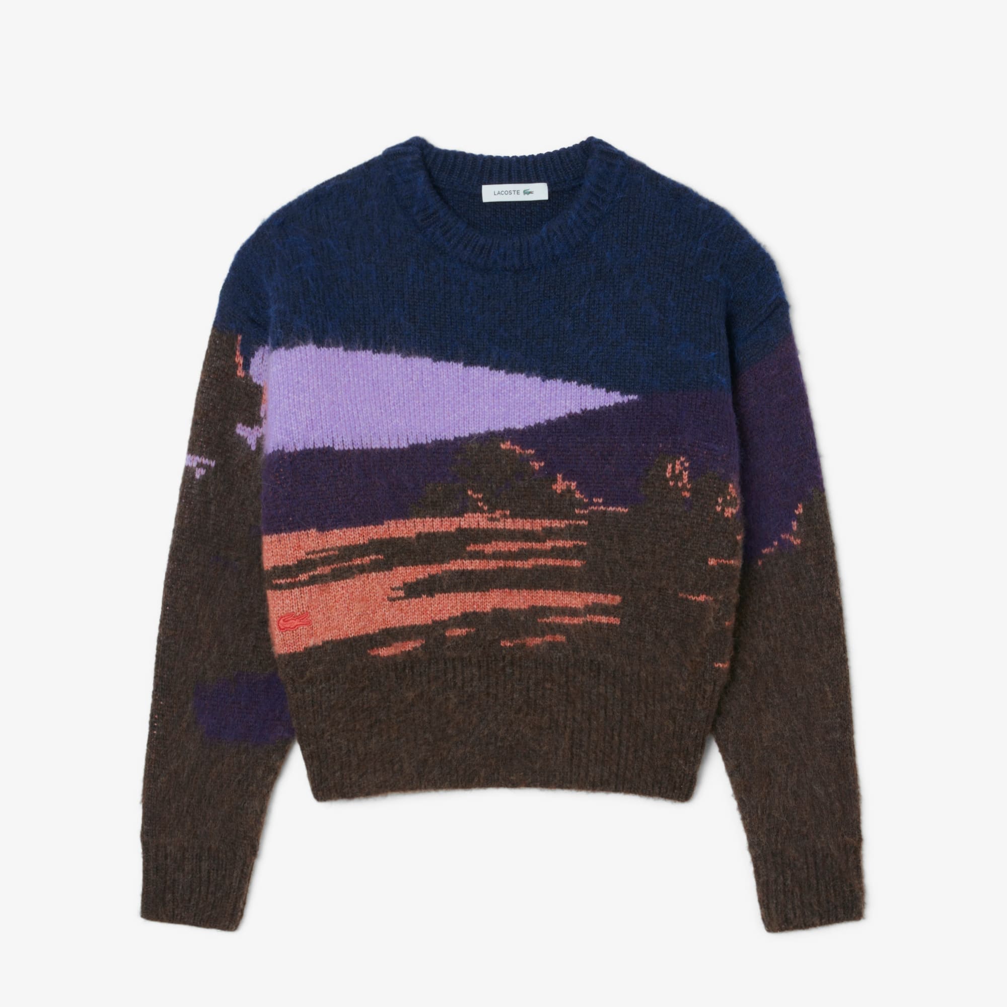 Women's Landscape Wool Sweater - Blue / Brown / Purple / Light Pink