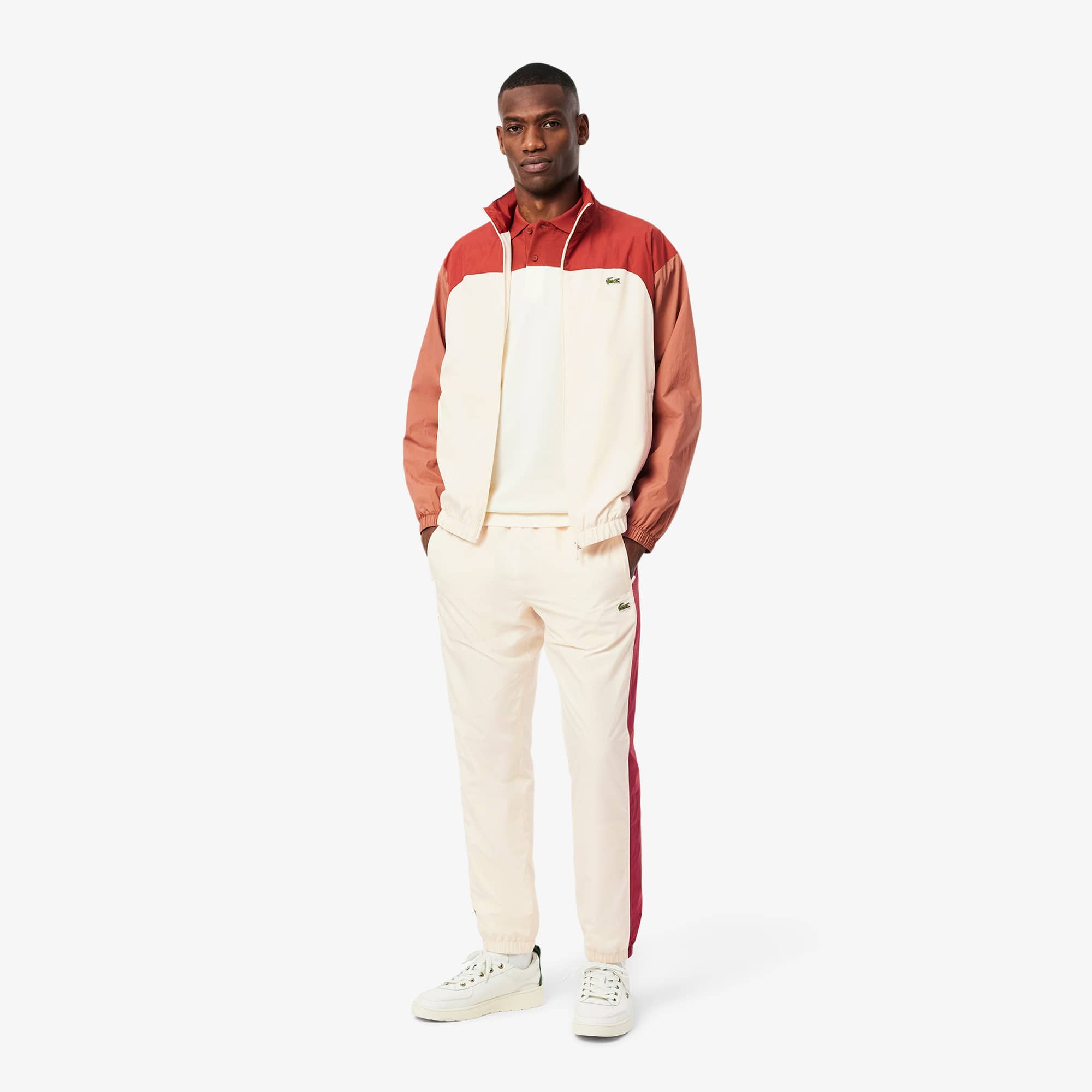 Men's Lightweight Water-Repellent Sweatpants - White / Brown / Light Brown