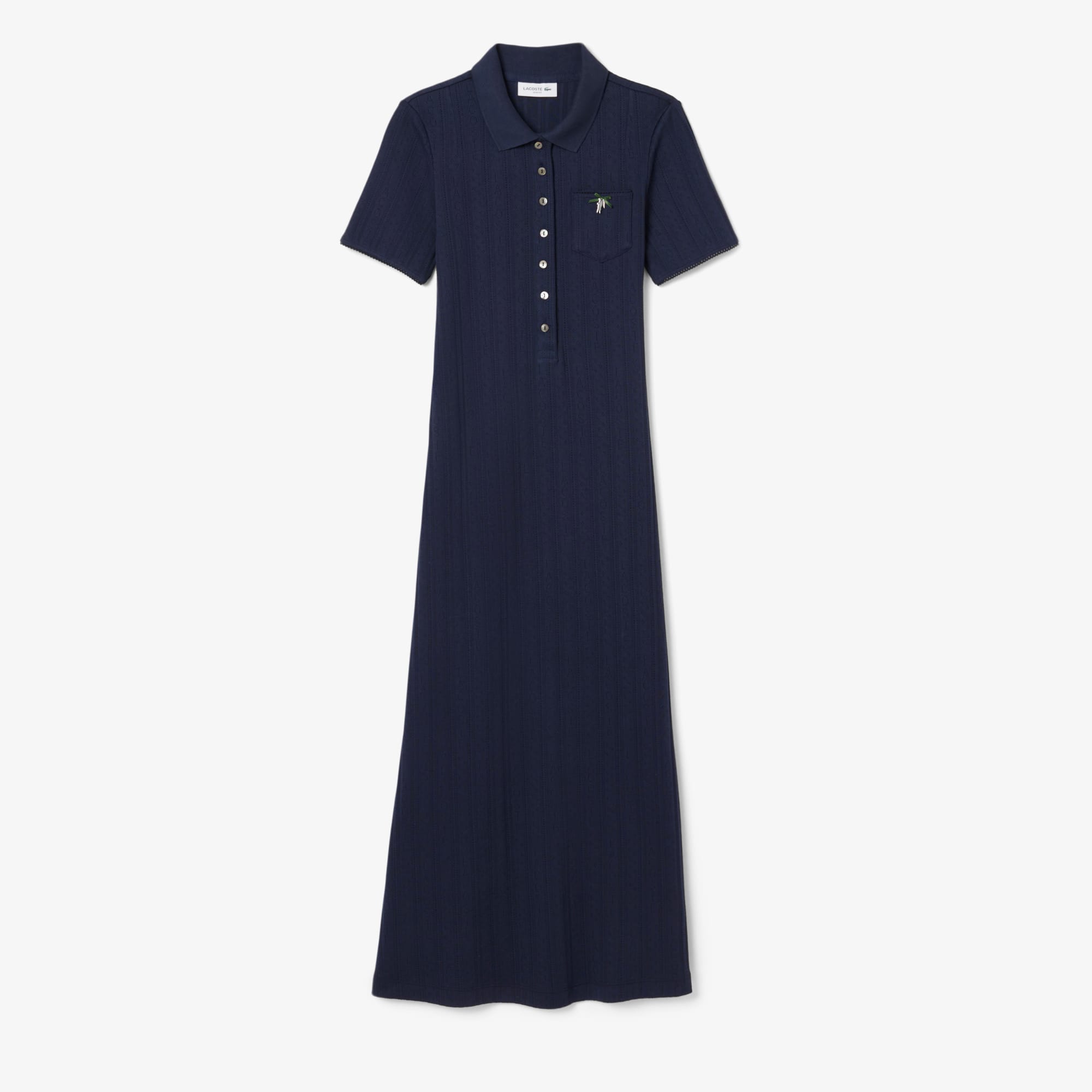 Slim Fit Pointelle Polo Dress - Navy Blue
