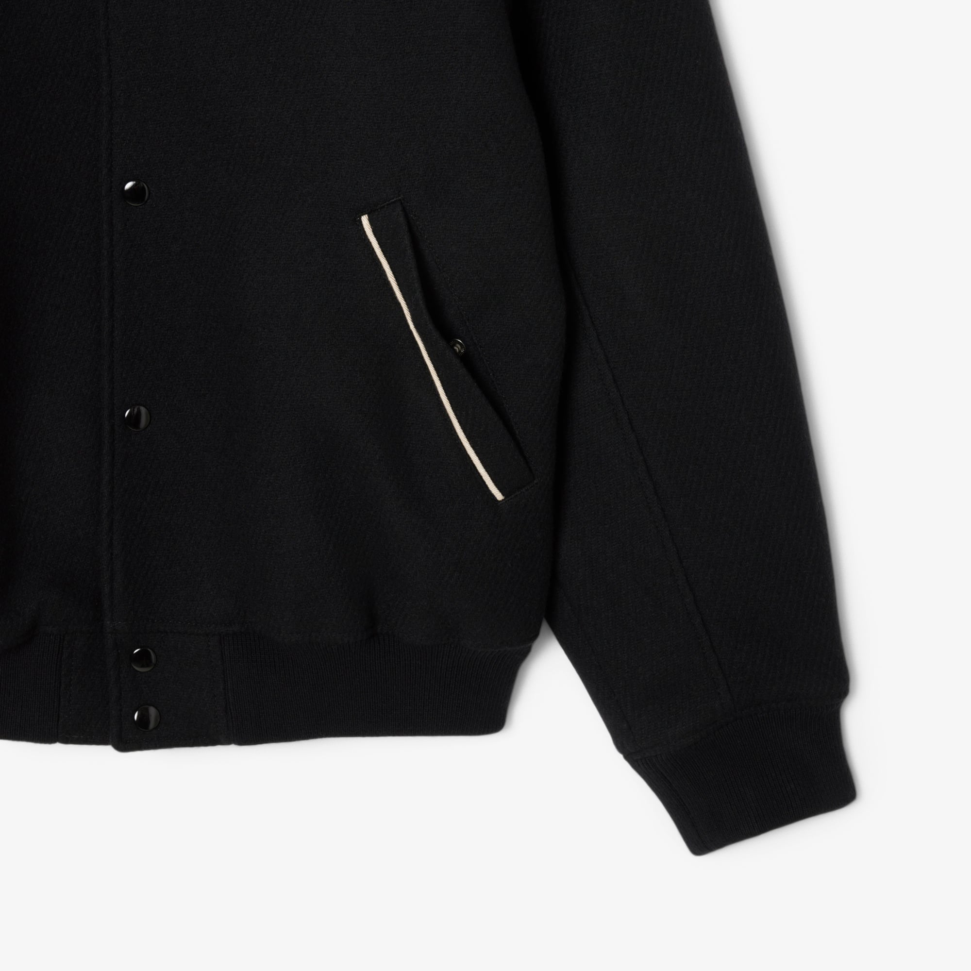 Men's Badge Accent Wool Varsity Jacket - Black