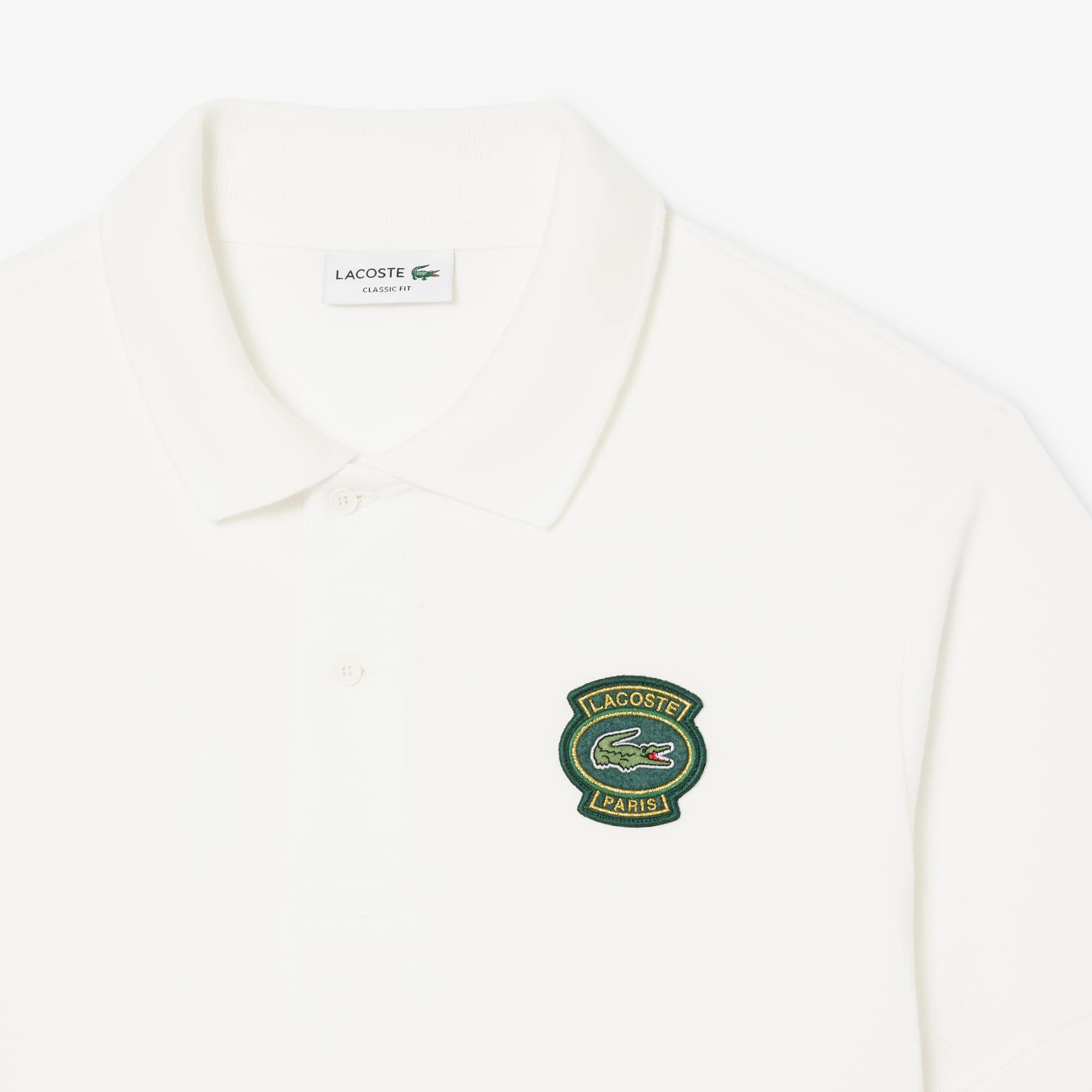 Men's Classic Fit Petit Piqué Badge Polo - White