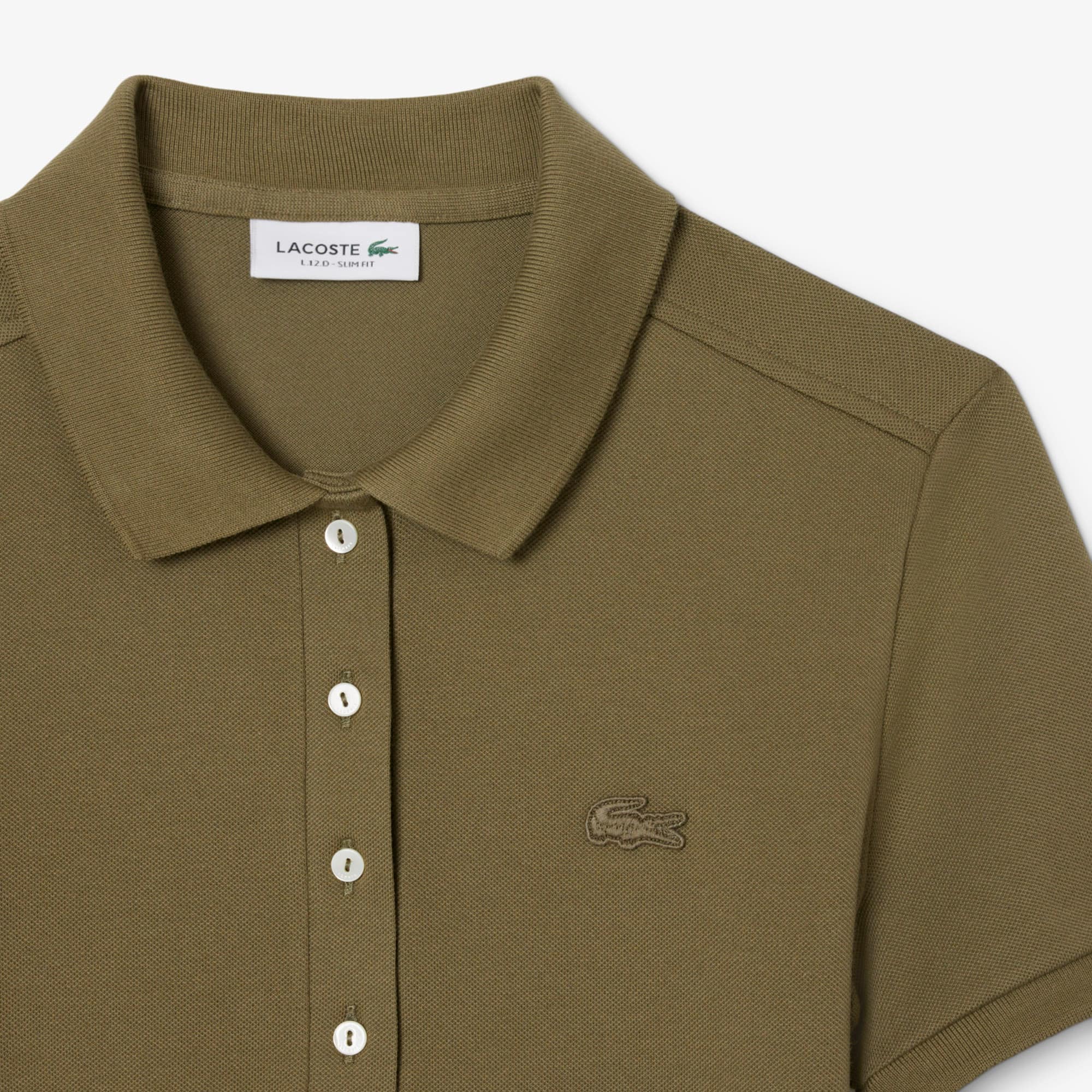 Women's Slim Fit Stretch Mini Piqué Polo Dress - Khaki Green