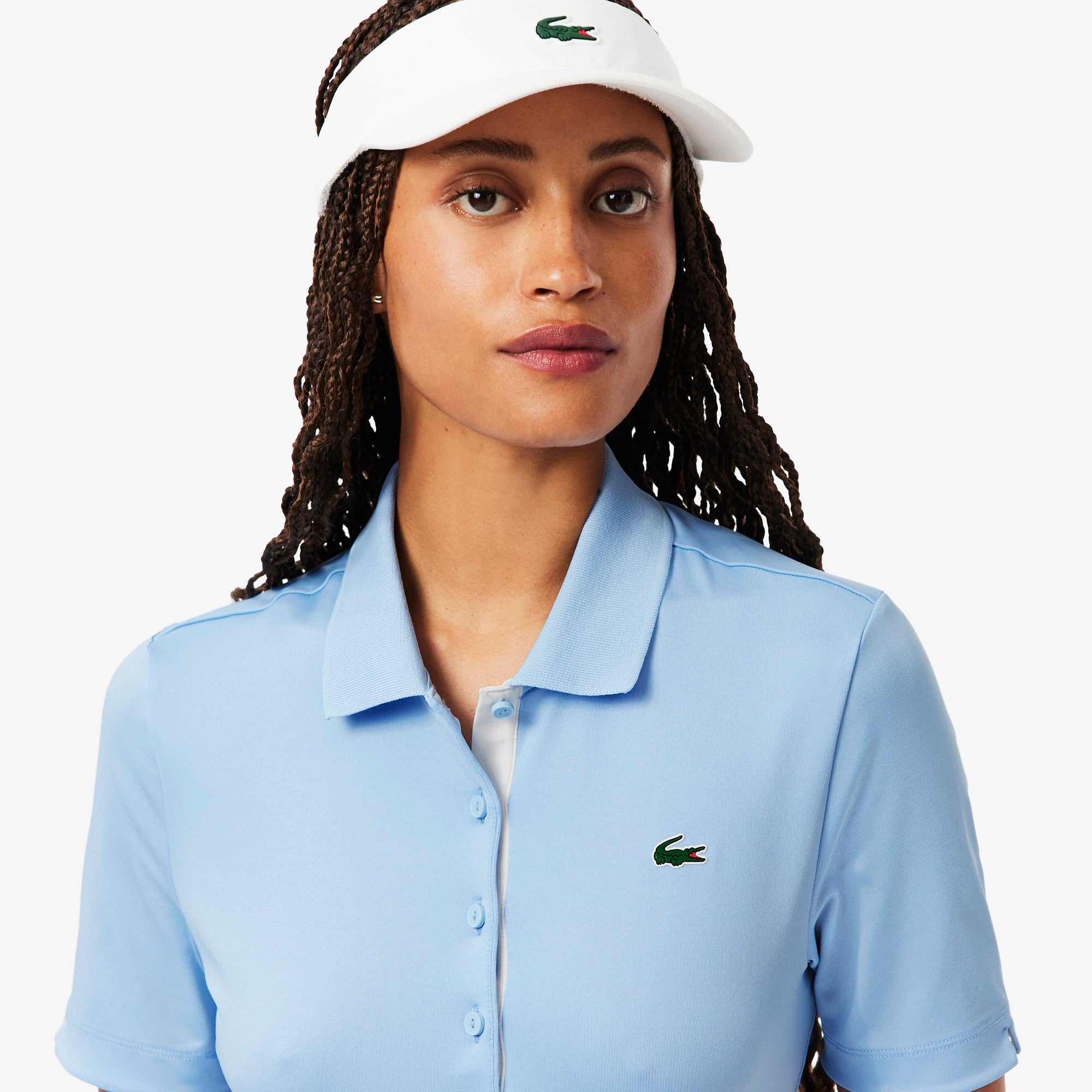 Women's Slim Fit UV Protect Stretch Golf Polo - Blue / White