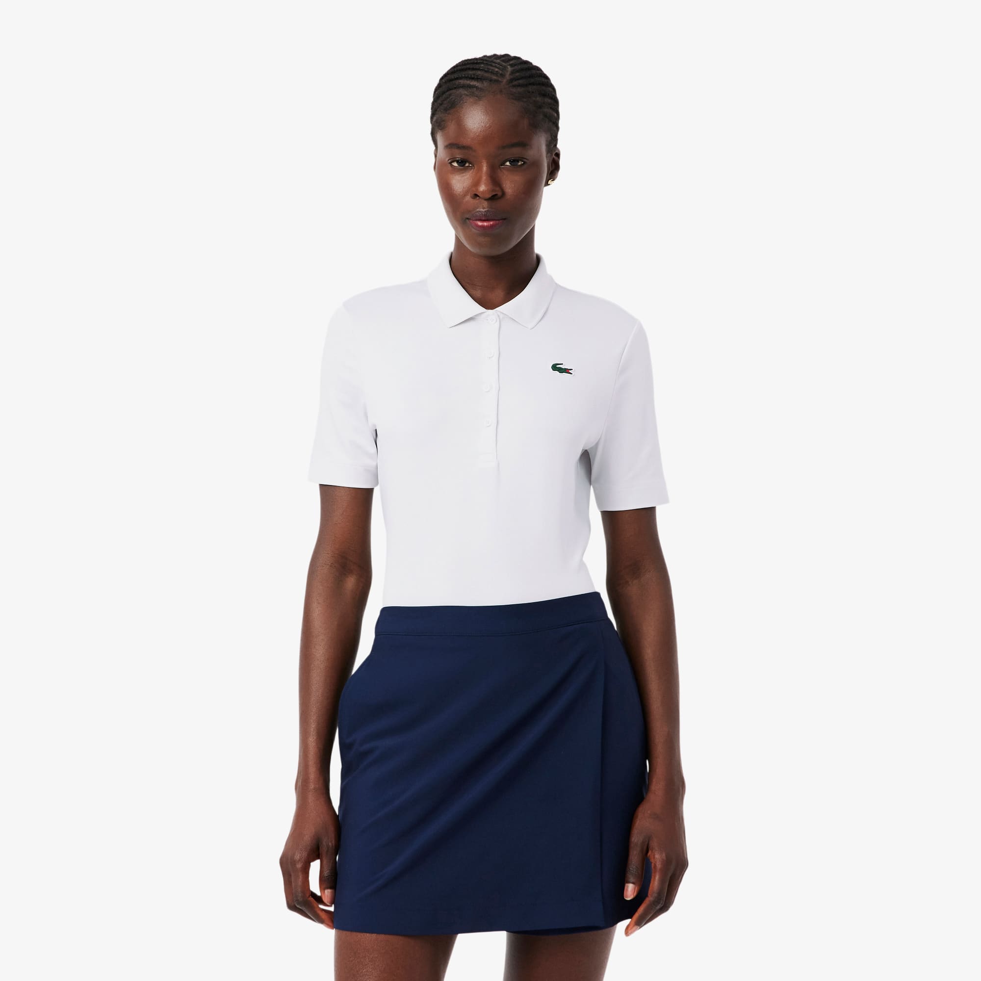 Slim Fit UV Protect Stretch Golf Polo - White