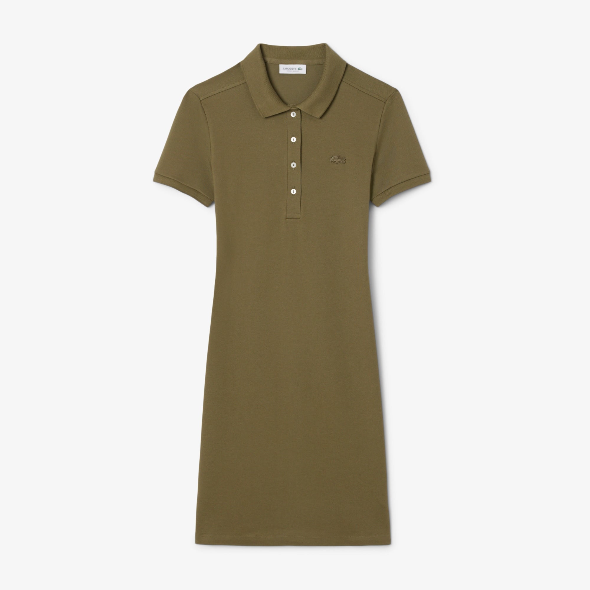 Women's Slim Fit Stretch Mini Piqué Polo Dress - Khaki Green