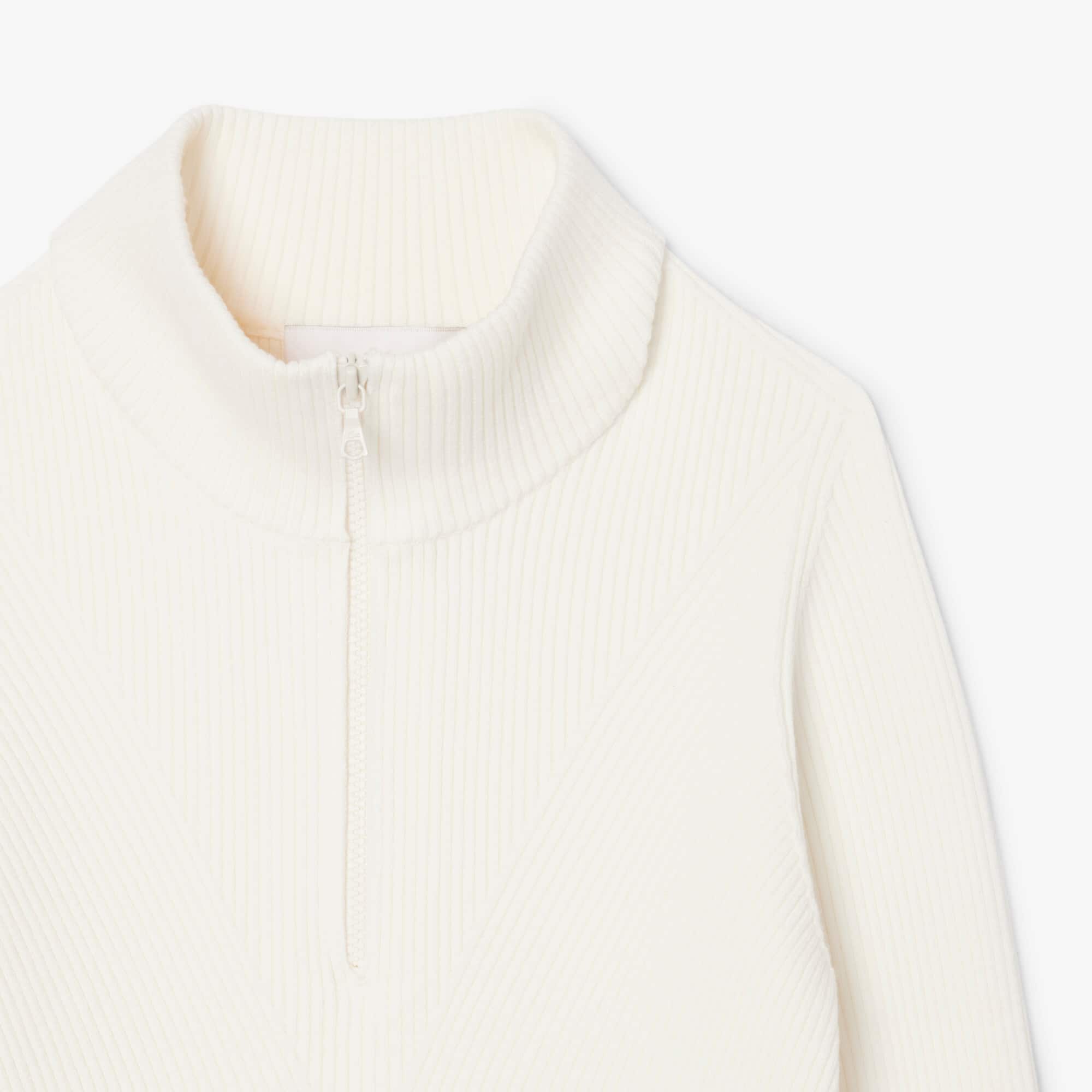 Women's High-Neck 3D Ribbed Knit Sweater - White