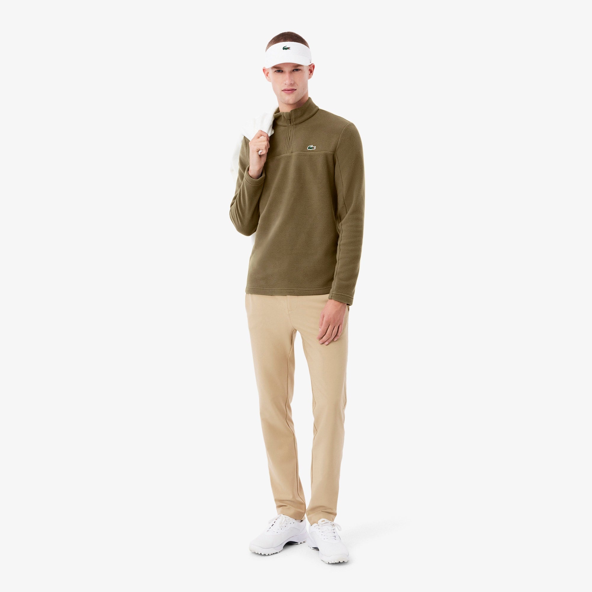 Men's Polar Fleece Quarter-Zip Golf Top - Khaki Green