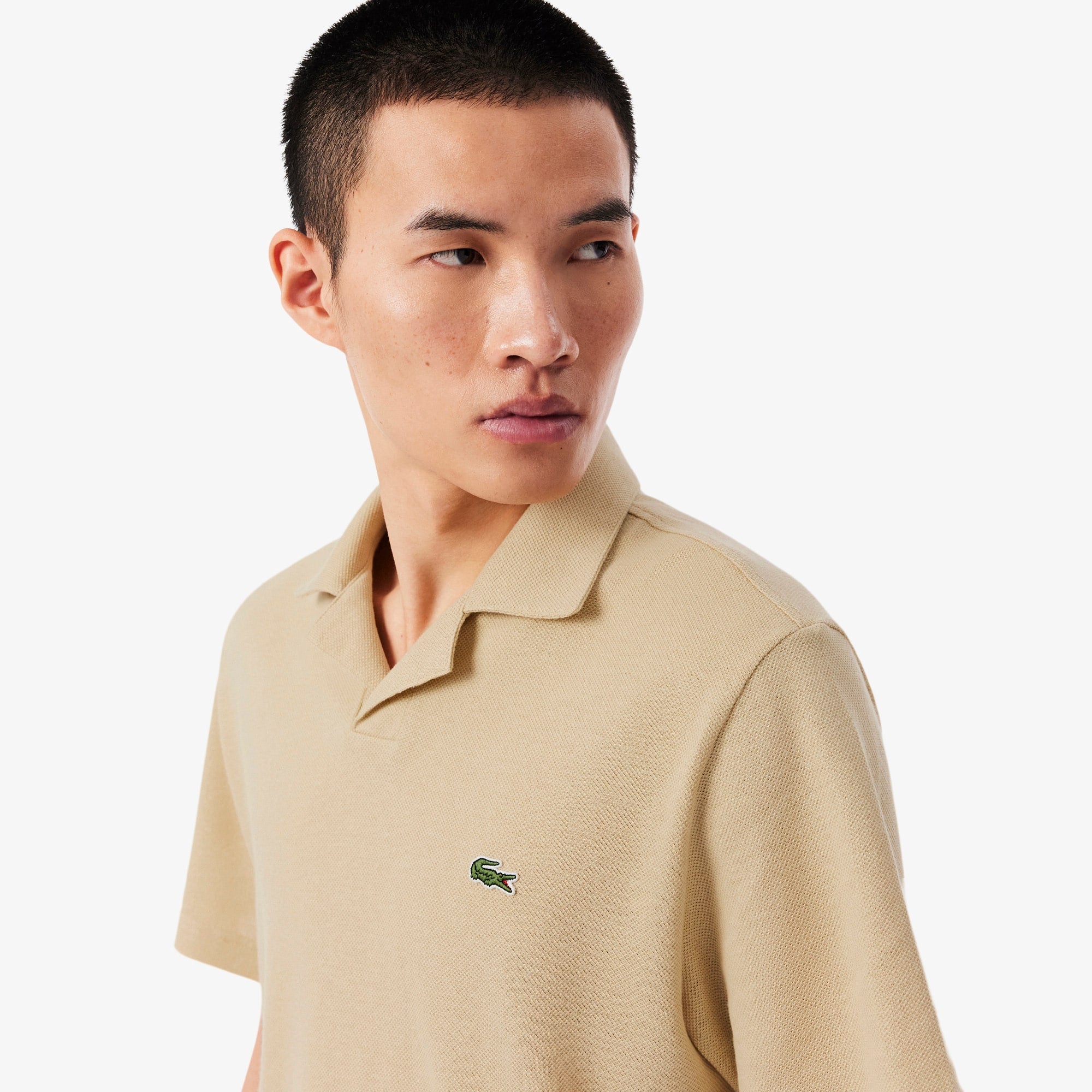 Classic Fit Cotton-Linen Polo - Beige