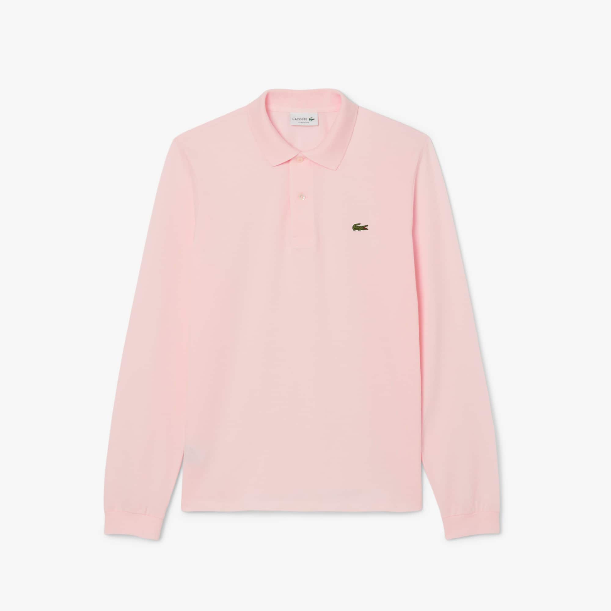 Men's Classic Fit Long Sleeve Polo - Light Pink
