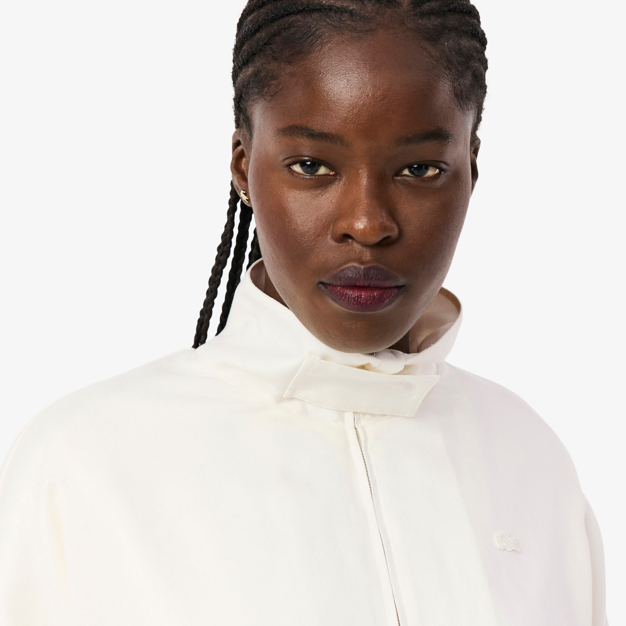 Oversized Linen Blend Track Jacket - White