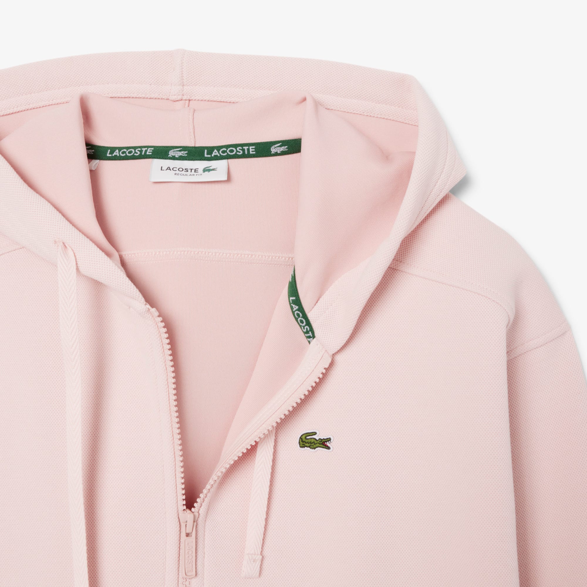 Women's Zip-Up Piqué Hoodie - Light Pink