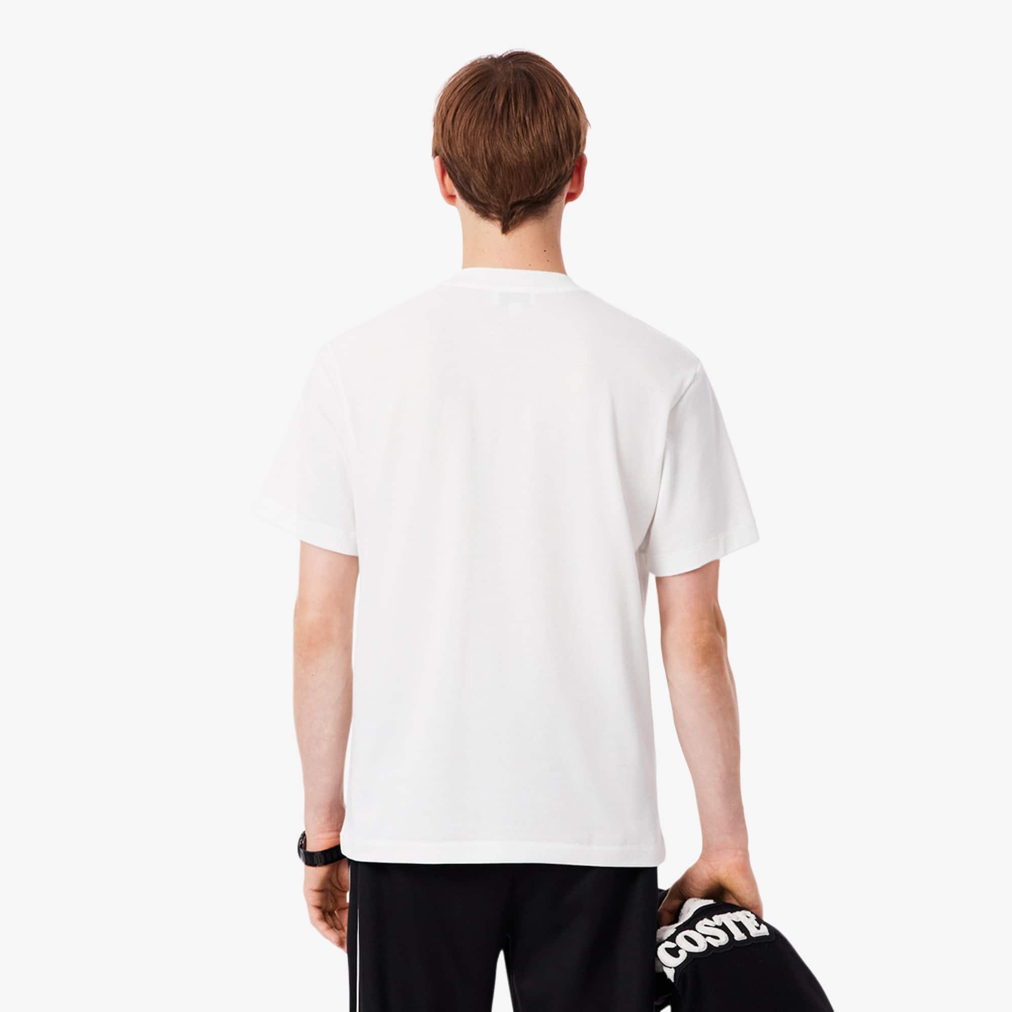 Men's Ribbed Neck Petit Piqué T-Shirt - White